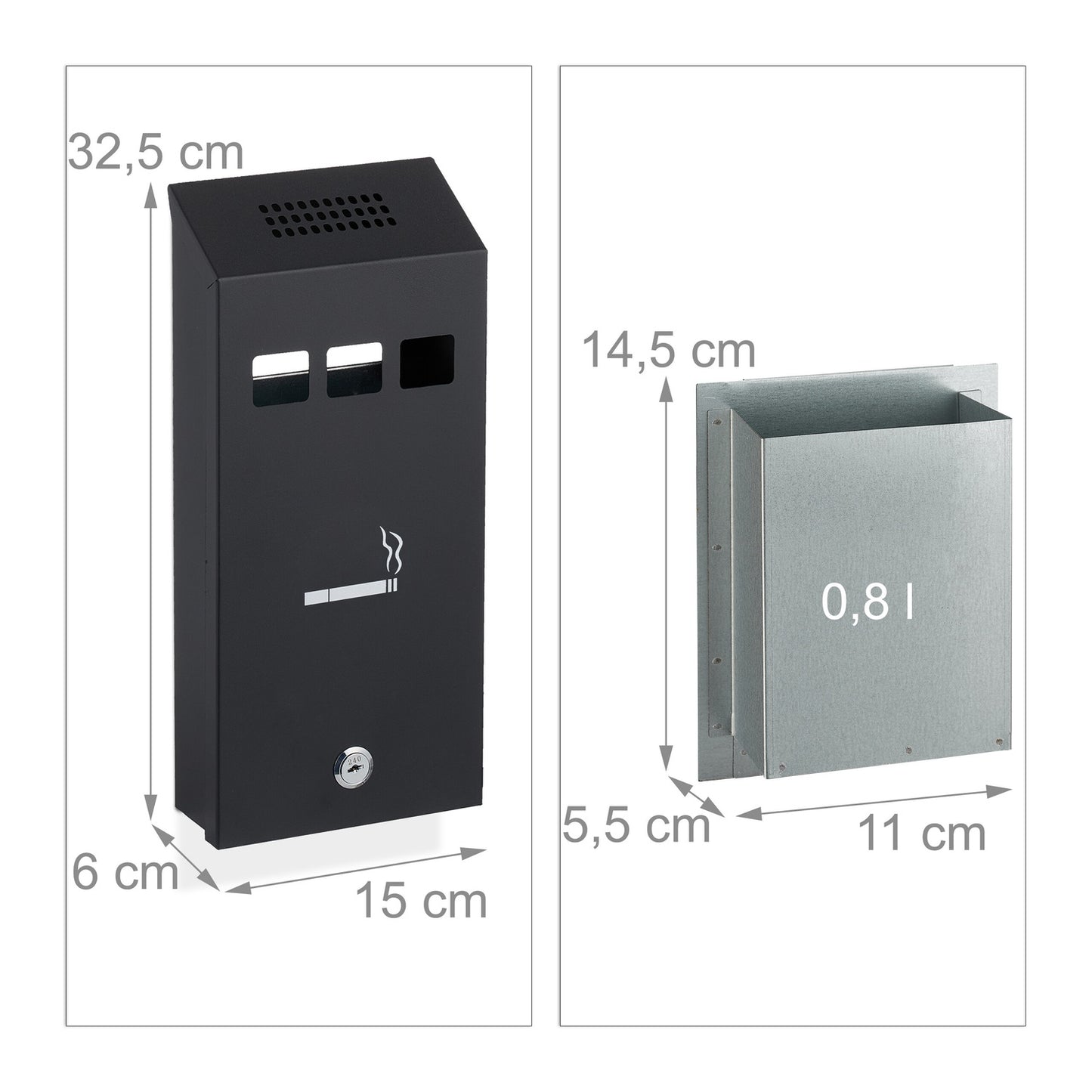Black wall ashtray