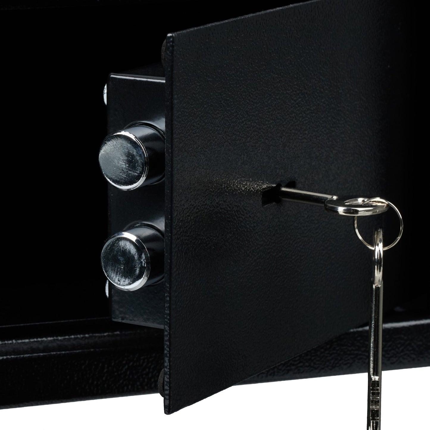 Black wall cabinet with key
