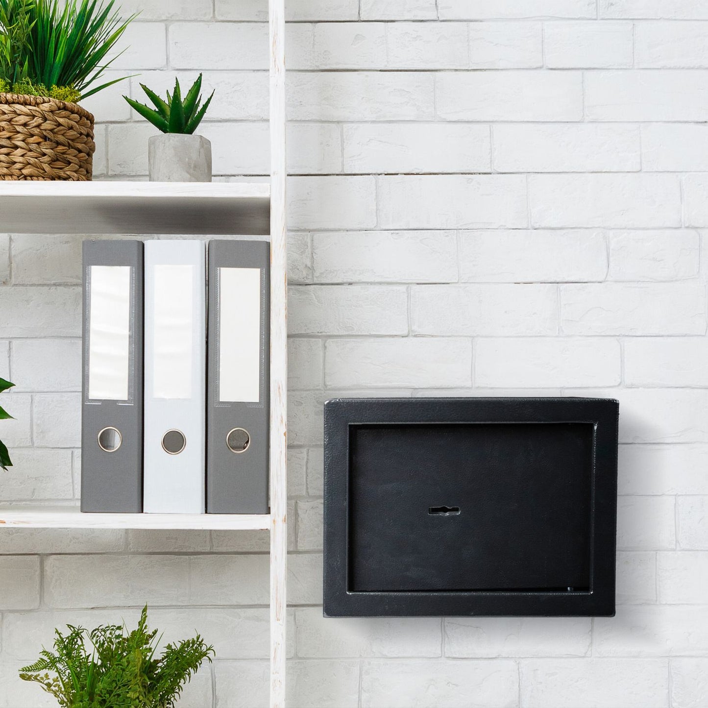 Black wall cabinet with key
