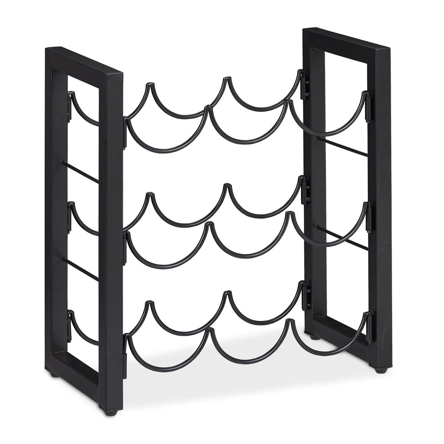 Black wine rack for 9 bottles