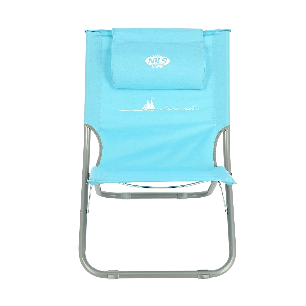 Blue Beach Chair with Pillow, Foldable, Lightweight