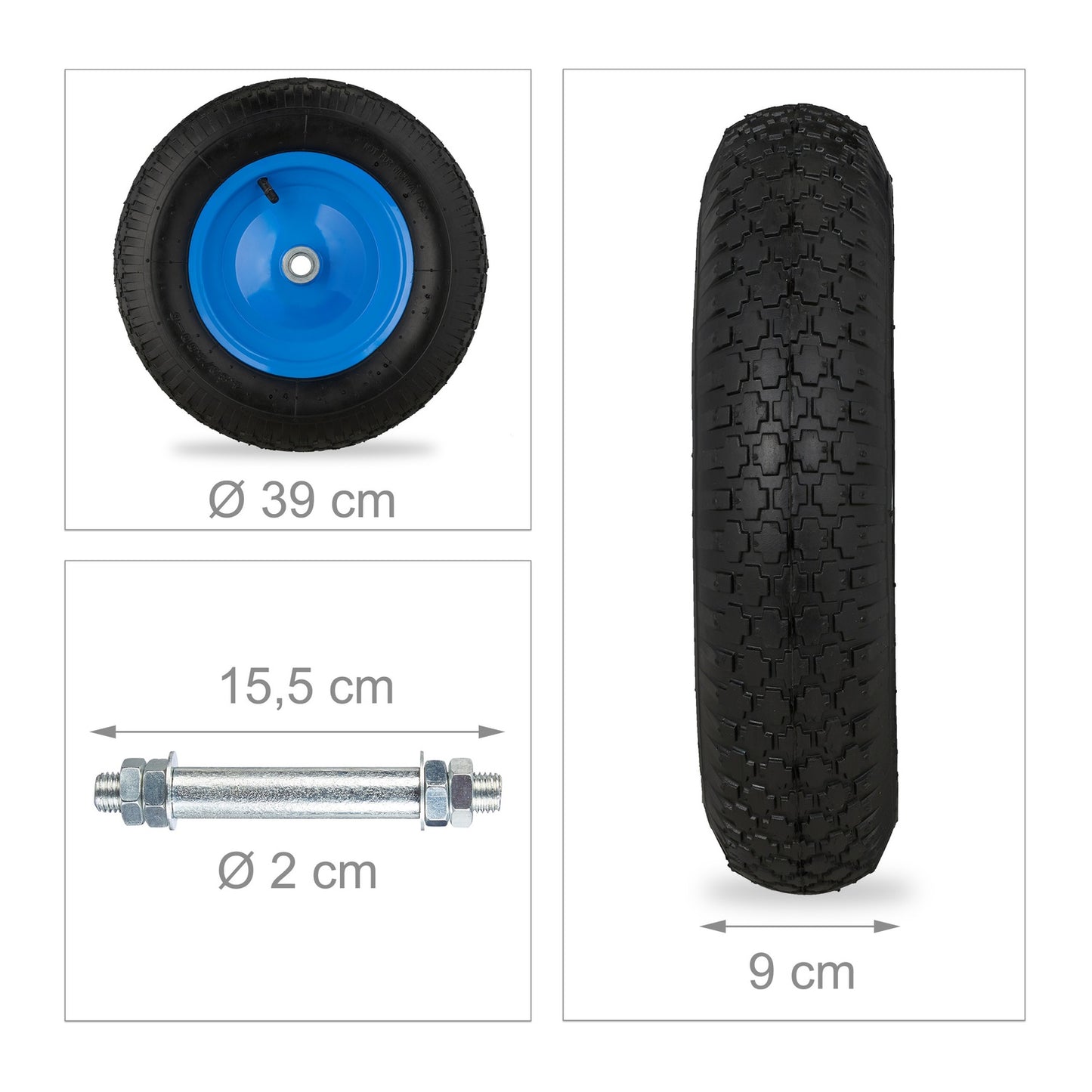 Blue Wheelbarrow Wheel with Axle