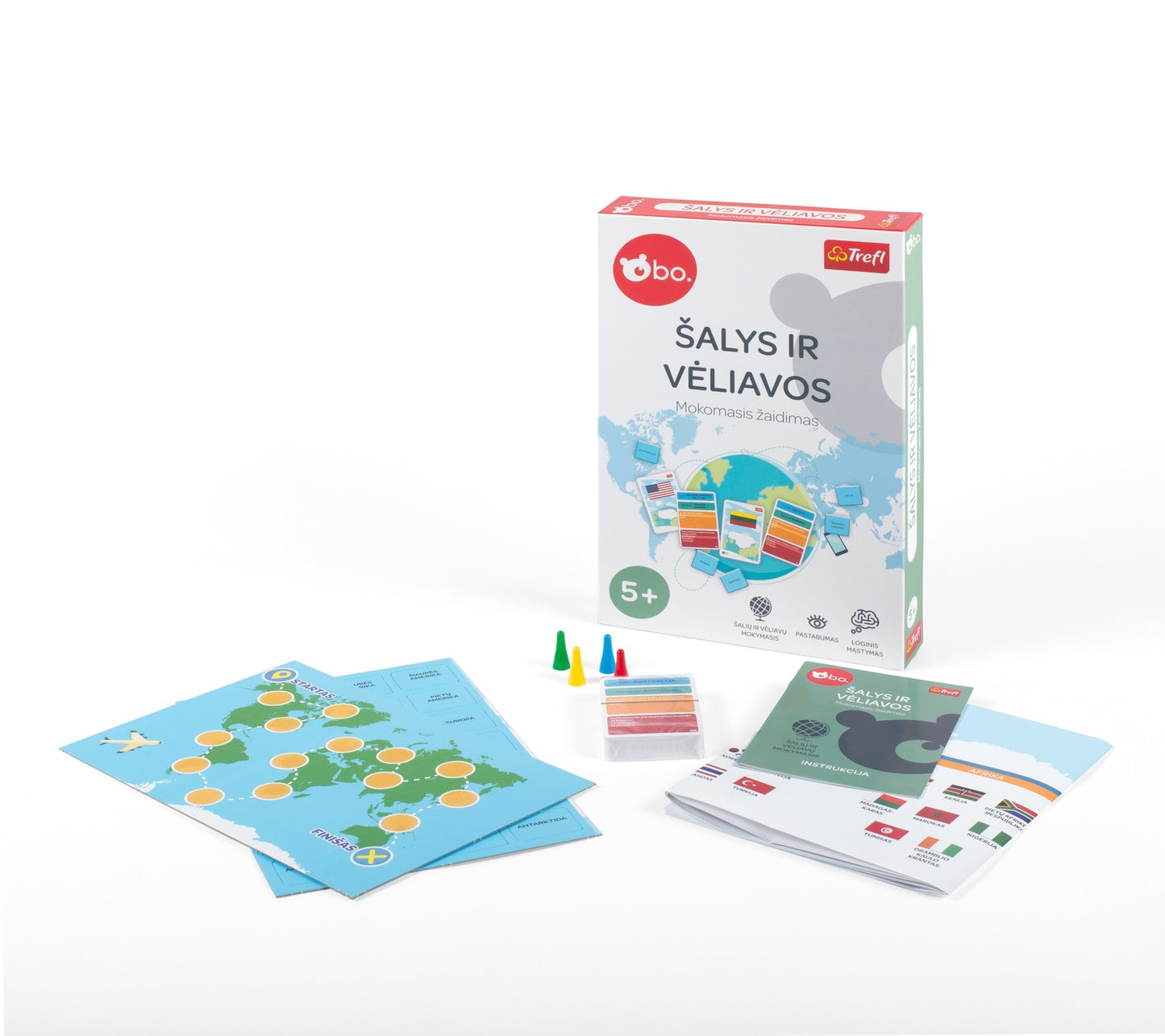 Bo. Educational Boardgame "Countries Ja Flags" (In Lithuanian Lang.)