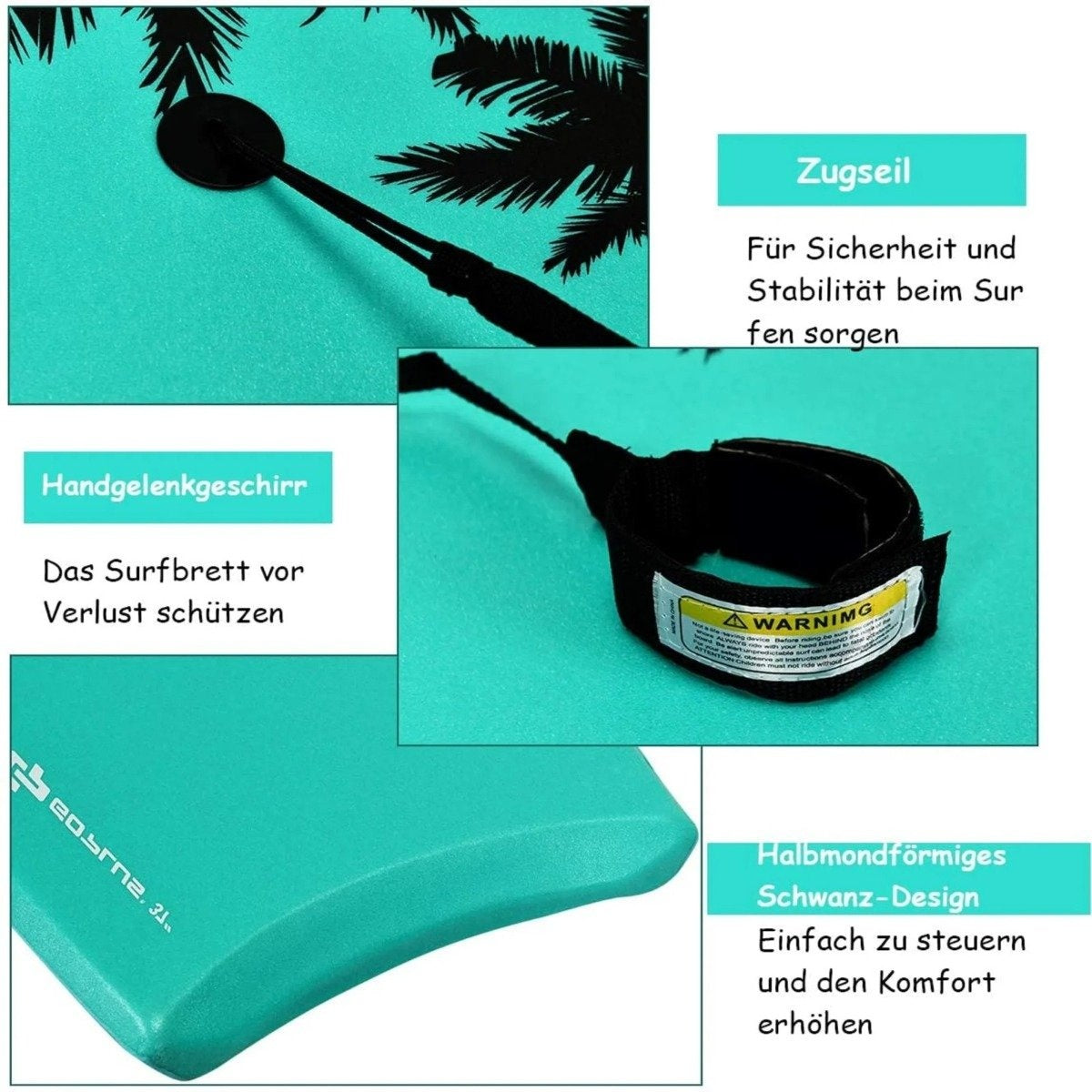 Bodyboard Surfboard Sup-Board Swimming Board Swimming Board 94 x 47 x 5.5 cm Green