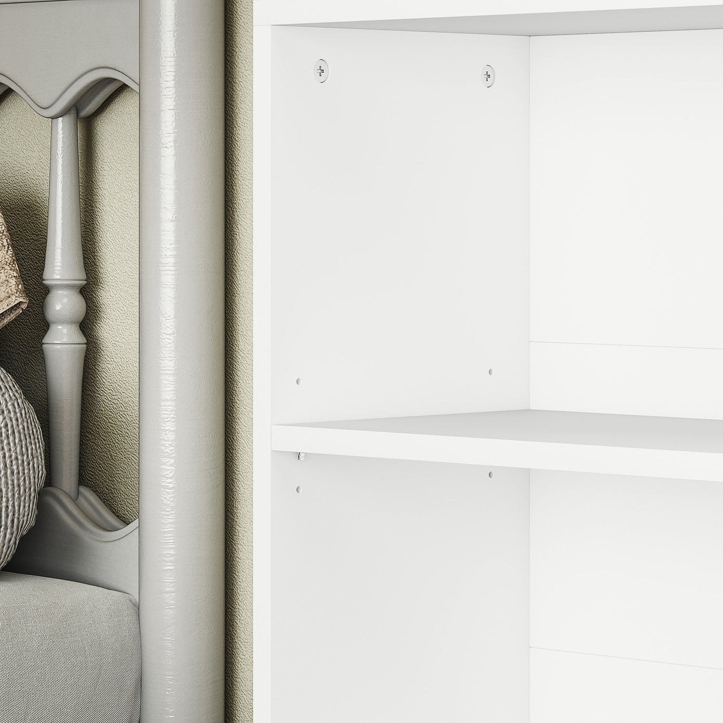 Bookcase, 6 compartments, adjustable shelves, chipboard, 60 x 24 x 158.5 cm, white