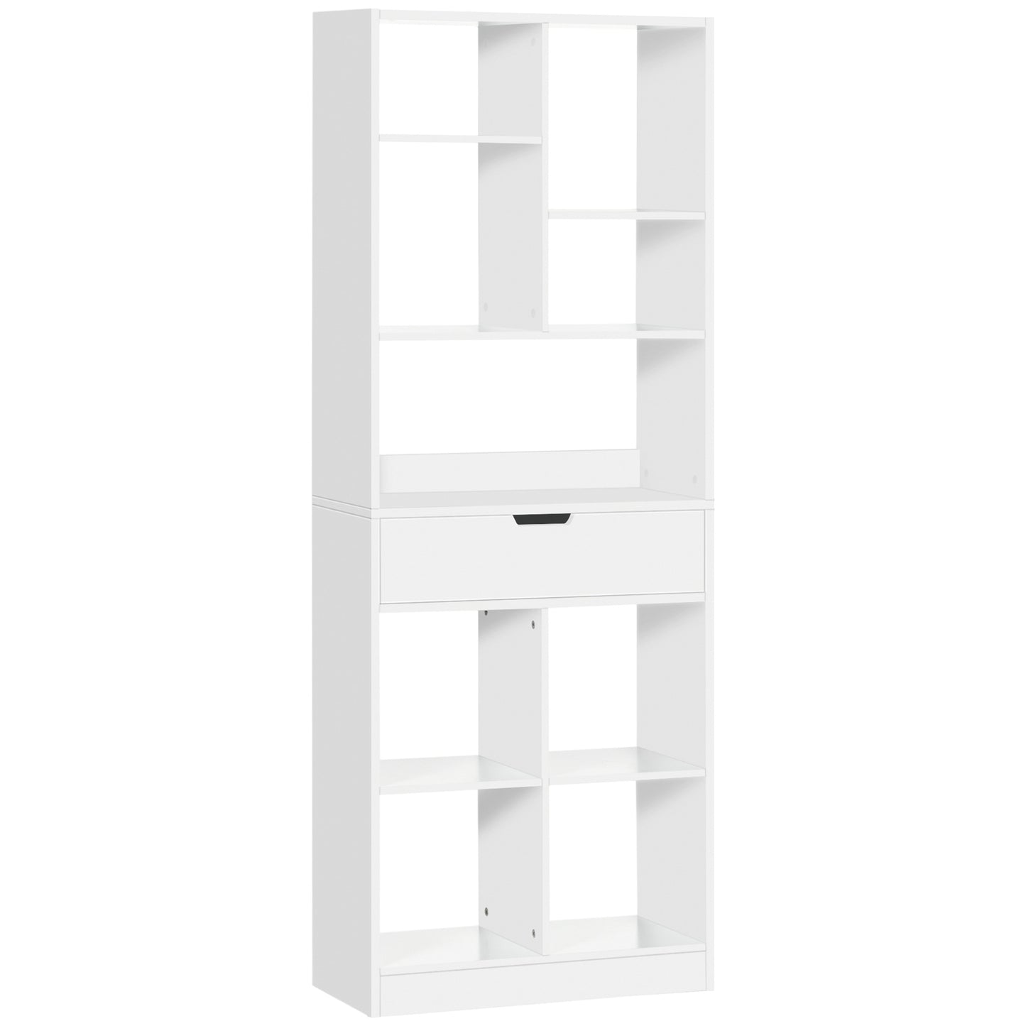Bookcase with 9 shelves & drawer - anti-tilt, white