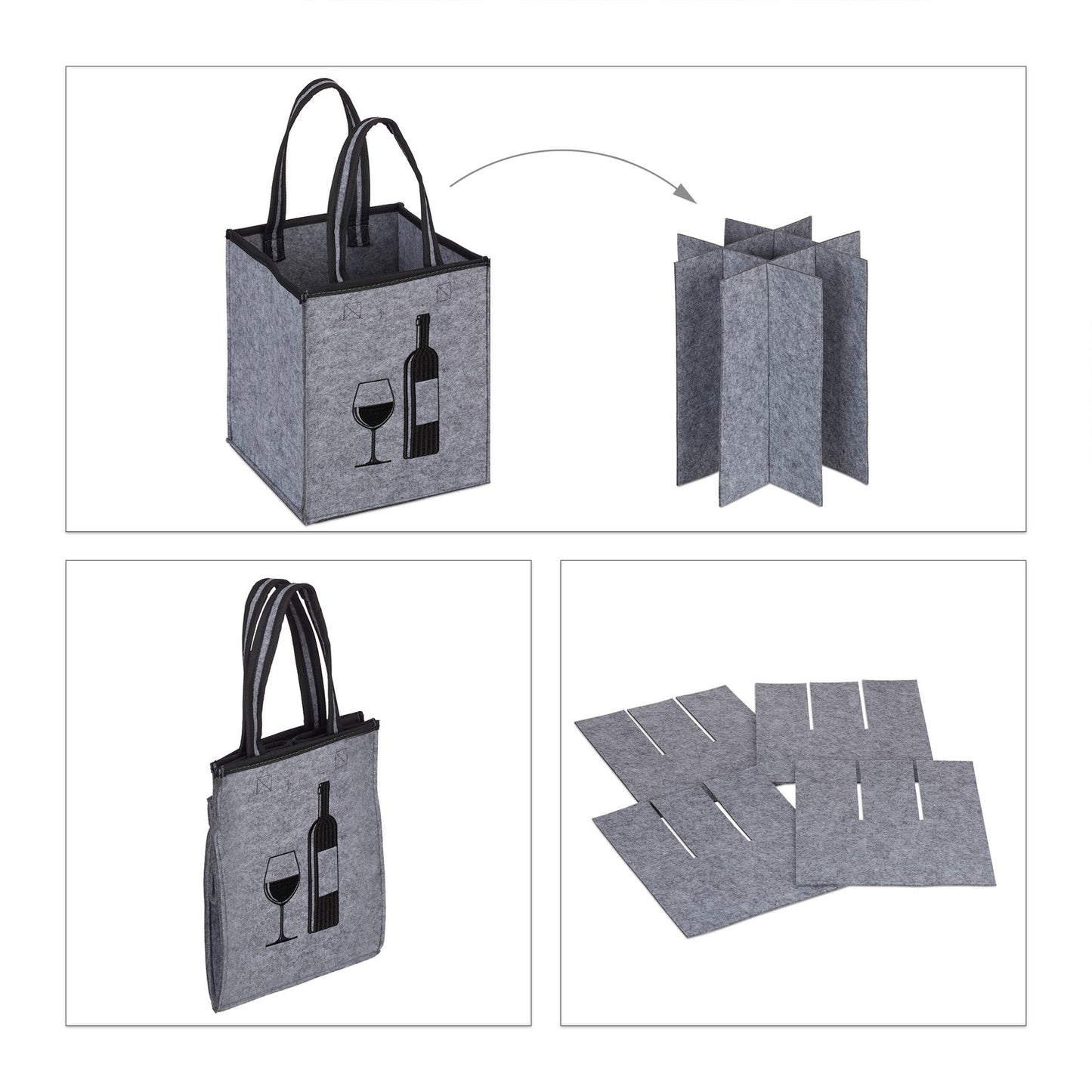 Bottle bag in felt for 9 wine bottles