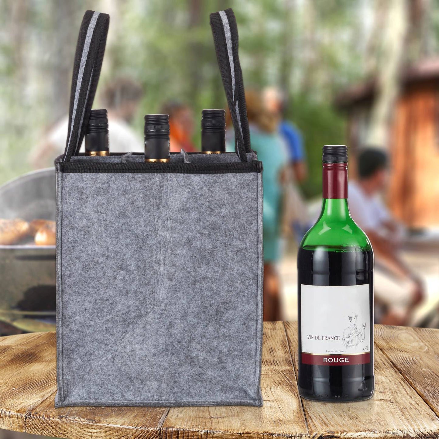 Bottle bag in felt for 9 wine bottles