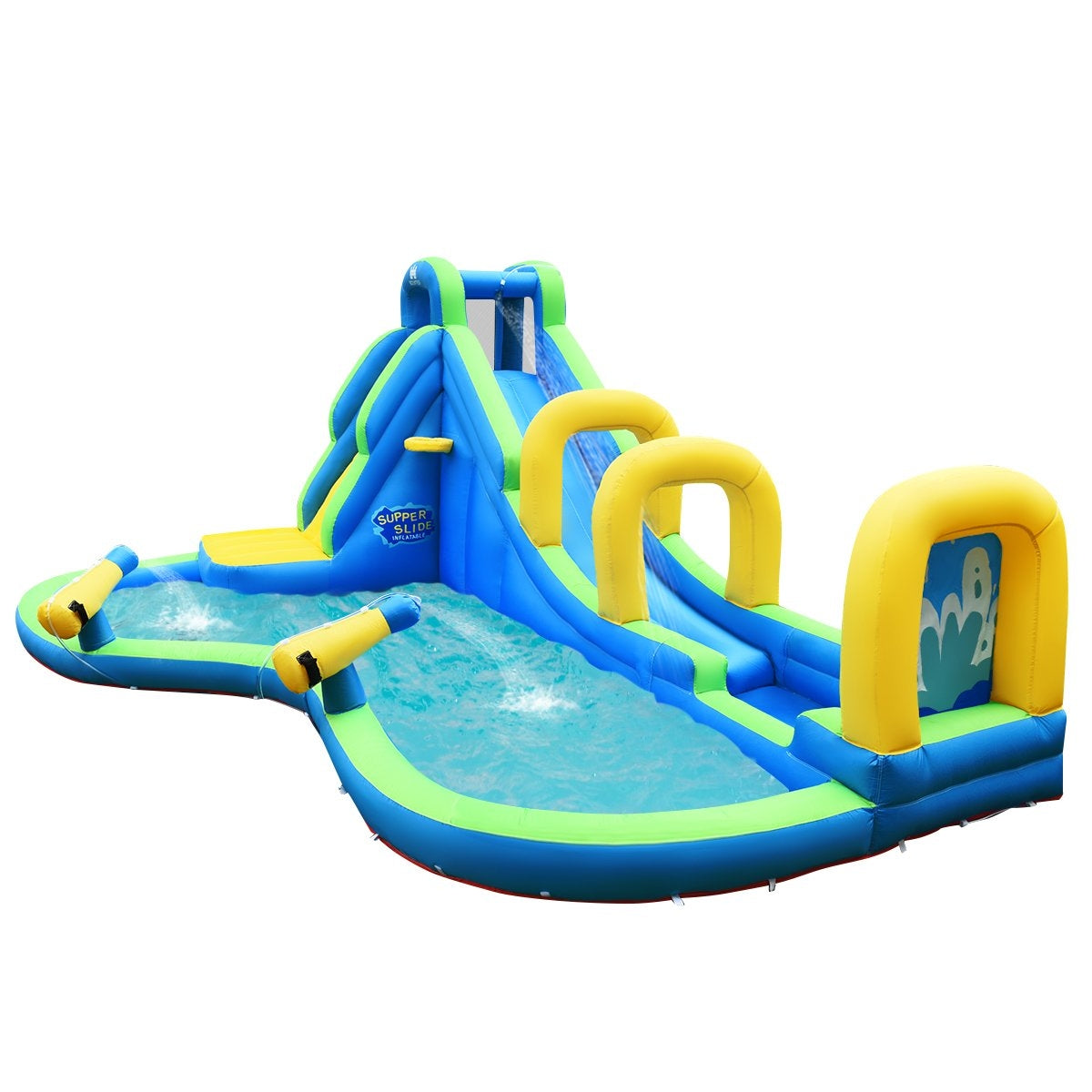 Bouncy Castle Inflatable Water Slide Play Pool Water Park with Slide 478x365x242cm