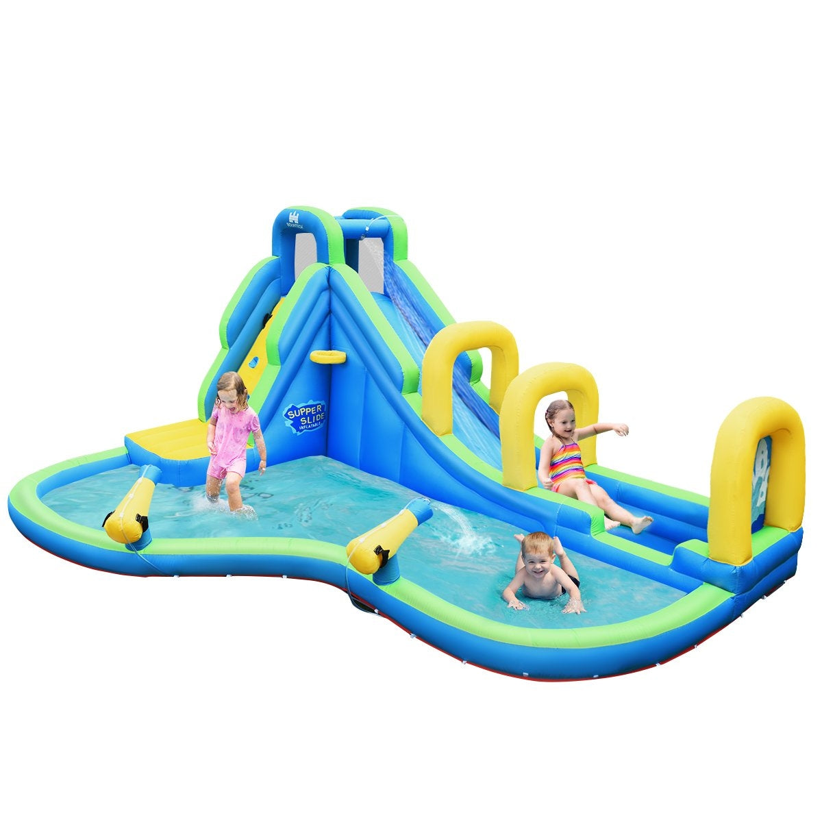 Bouncy Castle Inflatable Water Slide Play Pool Water Park with Slide 478x365x242cm