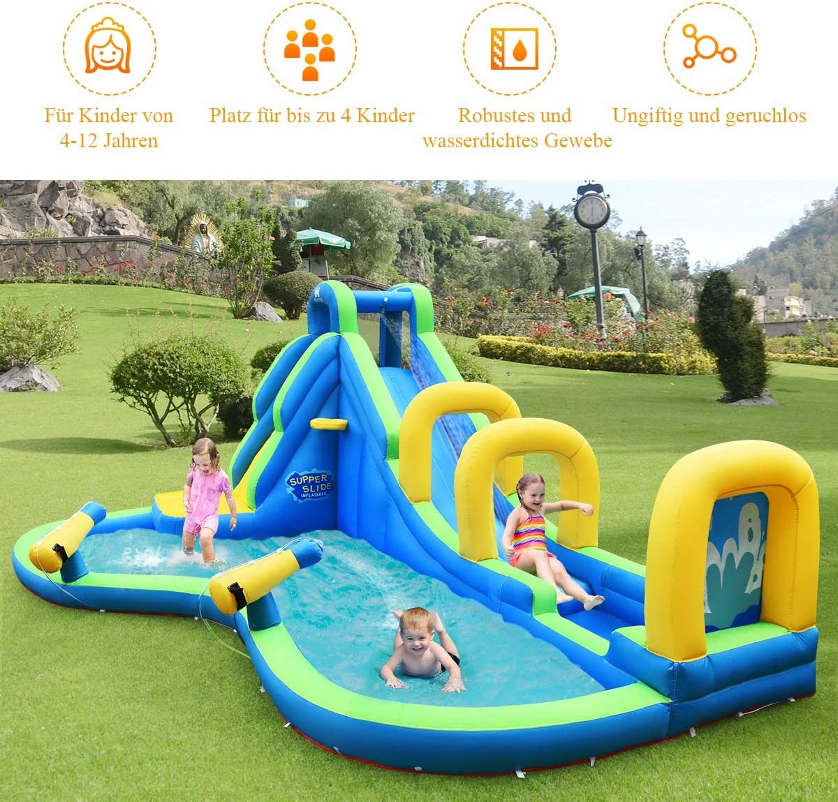 Bouncy Castle Inflatable Water Slide with Blower 478x366x242cm
