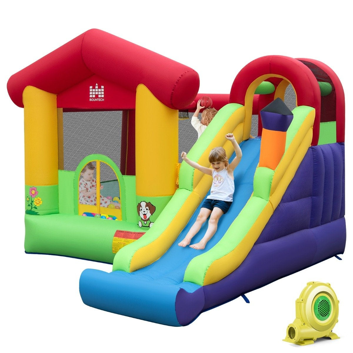 Bouncy castle Inflatable play castle for children with slide 325 x 290 x 205 cm