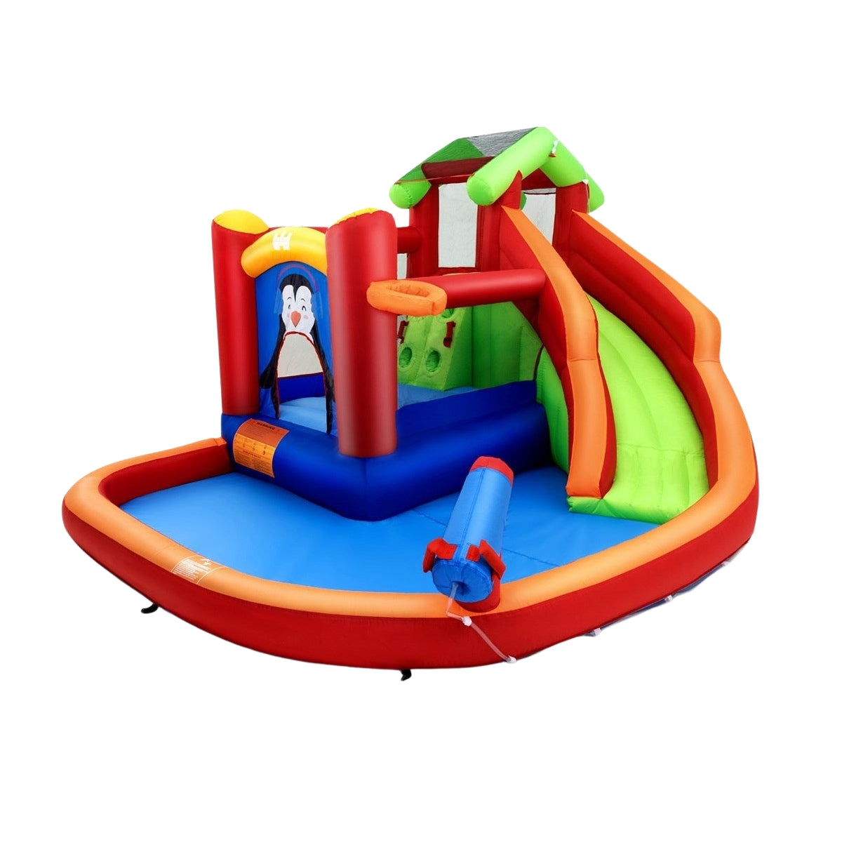 Bouncy castle water park with slide & paddling pool 370 x 300 x 190 cm red