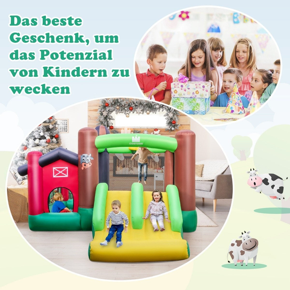 Bouncy castle with blower Inflatable bouncy castle with double slides 356 x 330 x 220 cm