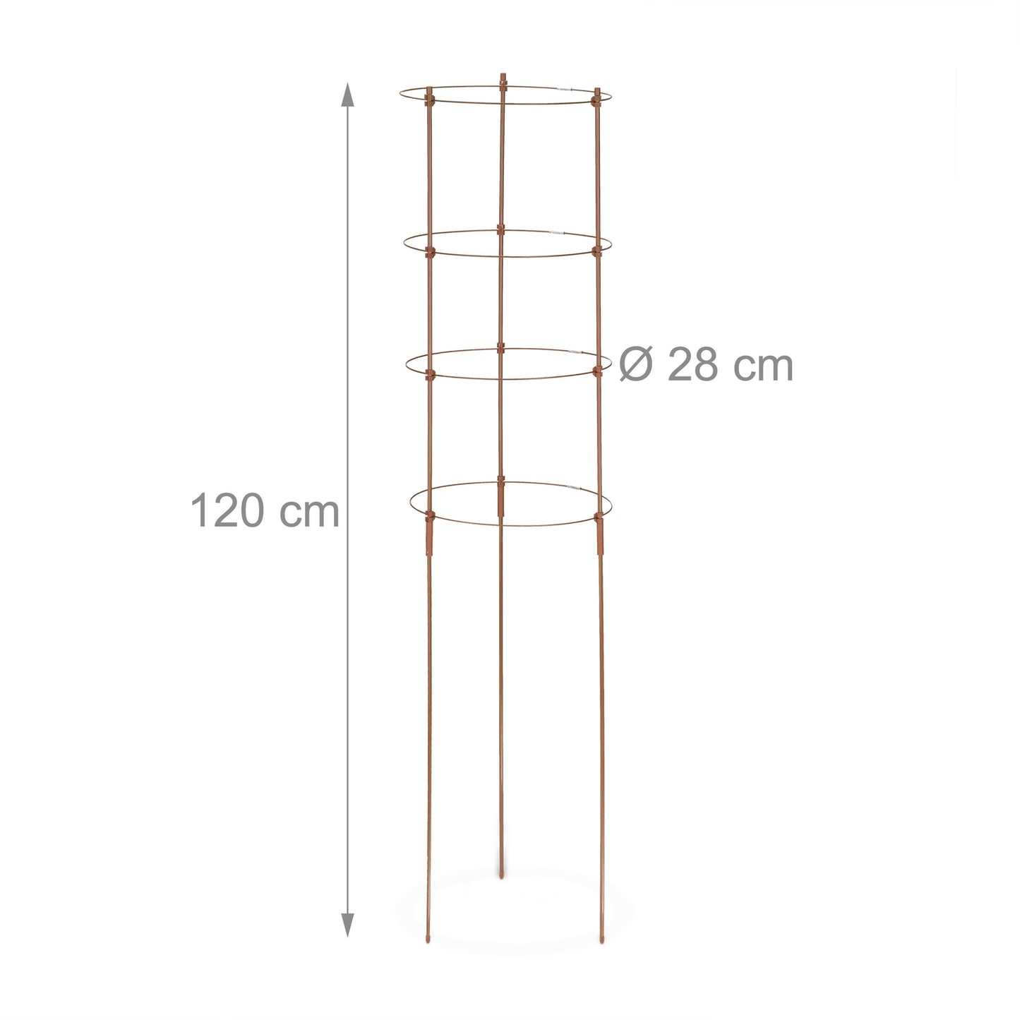 Brown Plant Supports with Rings, 120 cm