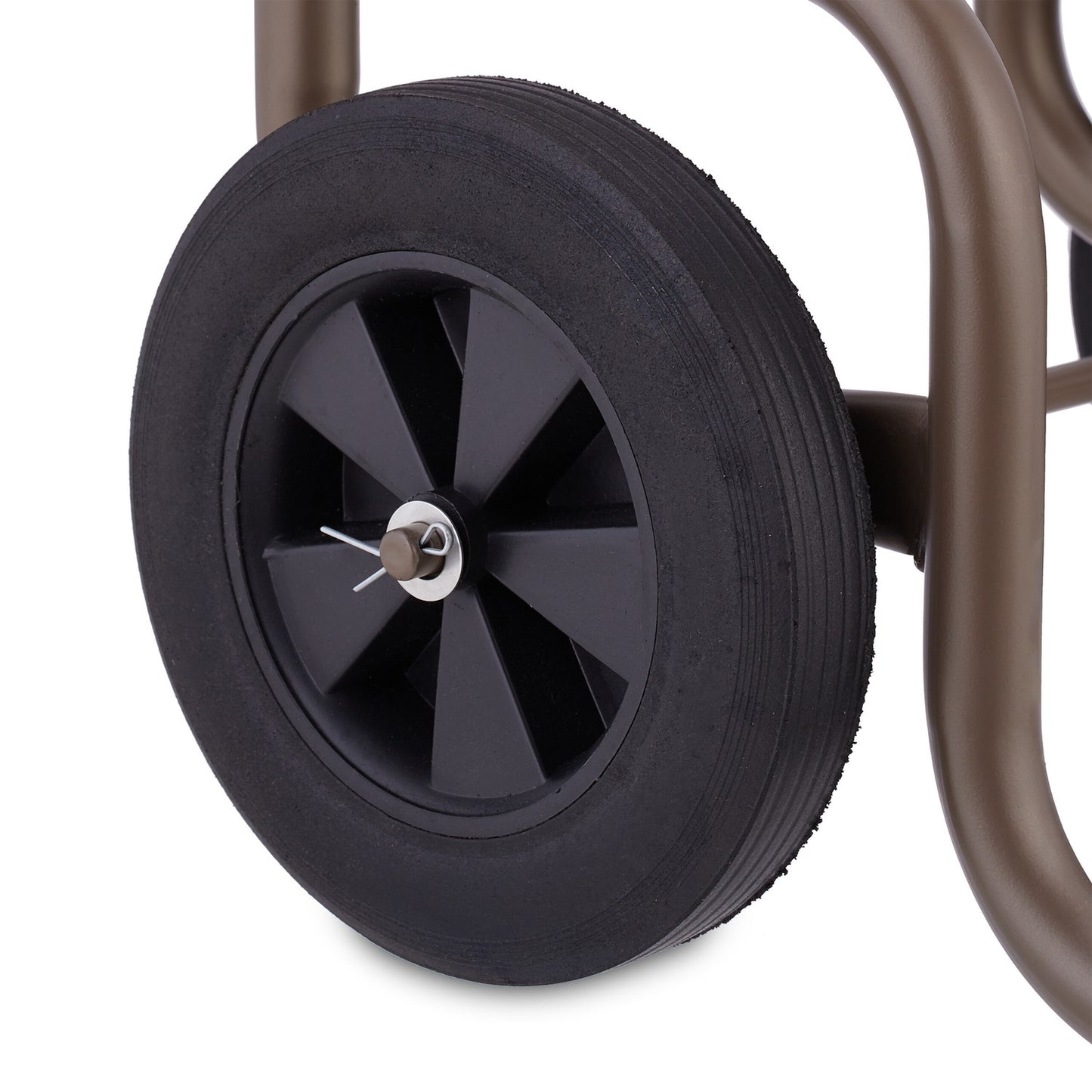 Brown wood cart with rubber tires
