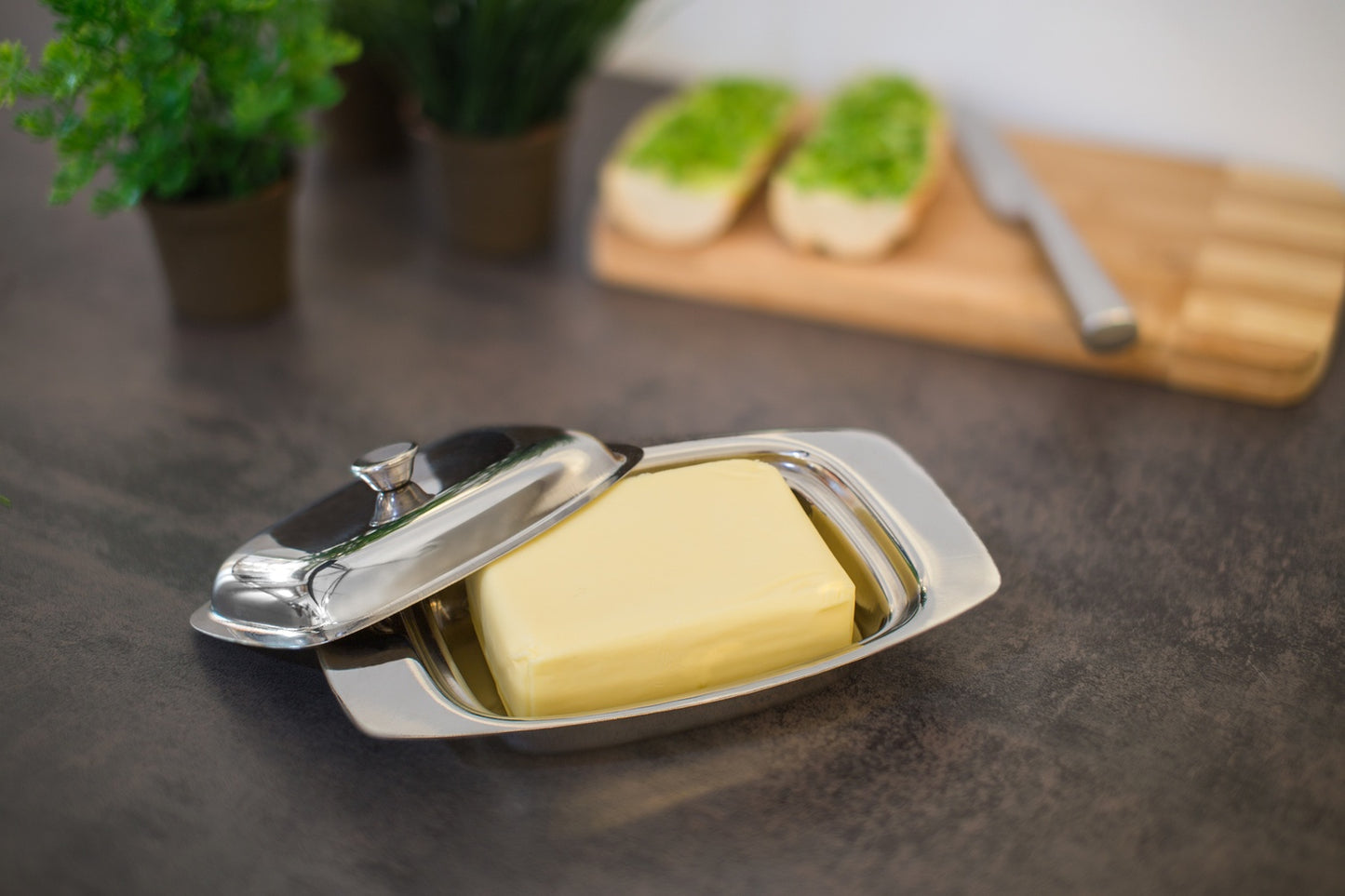 Butter Dish Stainless Steel with Handle