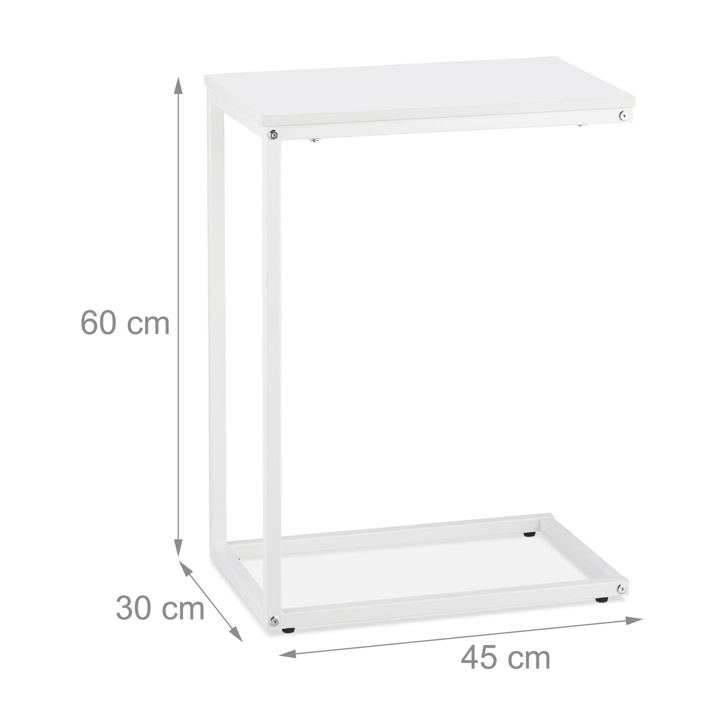 C-Shaped Side Table White