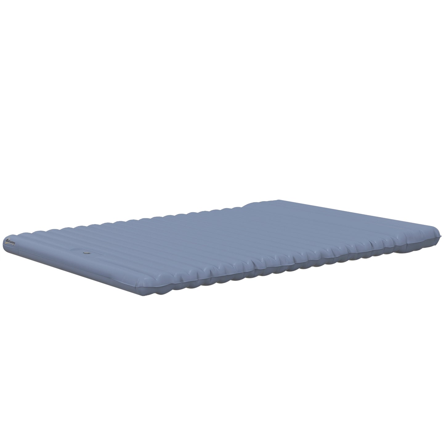 Self-inflating camping sleeping mat for 2, foot pump, blue