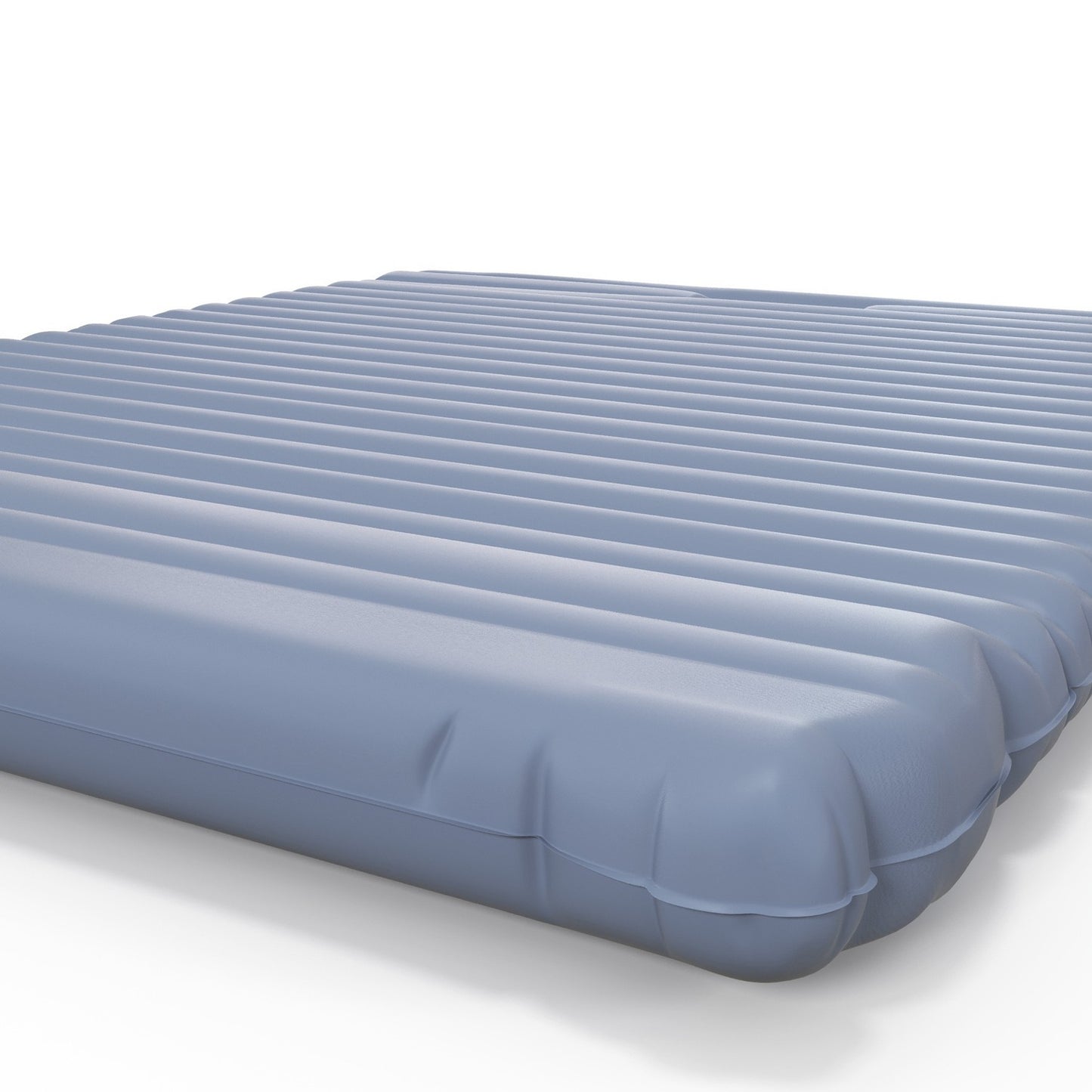 Self-inflating camping sleeping mat for 2, foot pump, blue