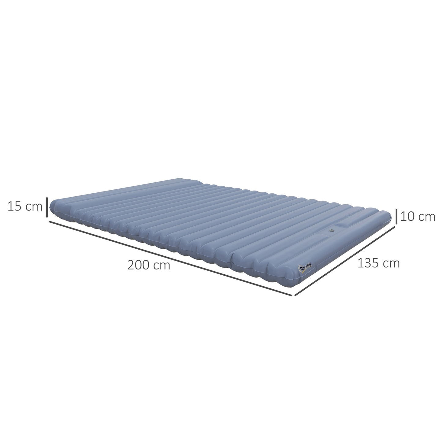 Self-inflating camping sleeping mat for 2, foot pump, blue
