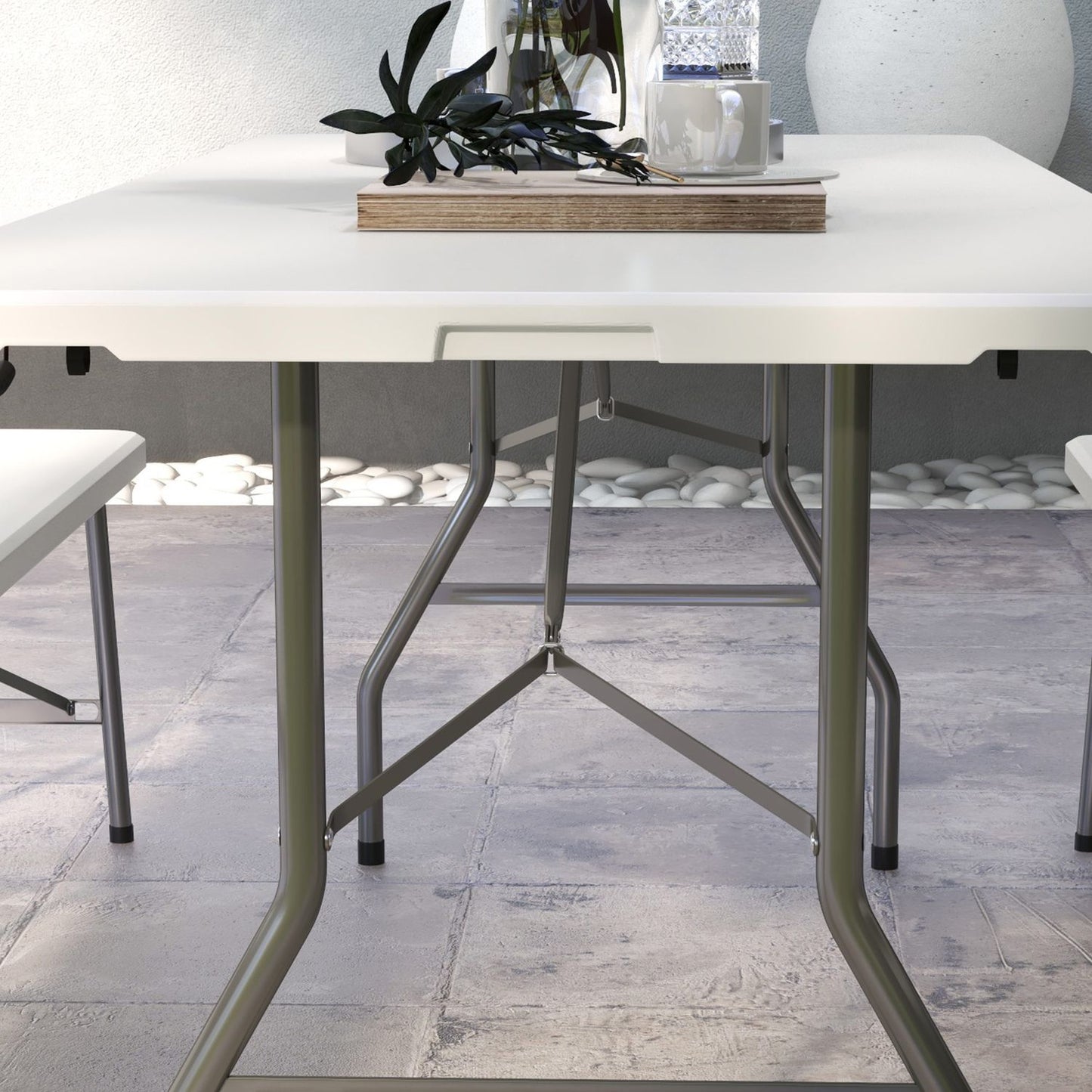 Folding Camping table for 6, HDPE, 180x75x73 cm White