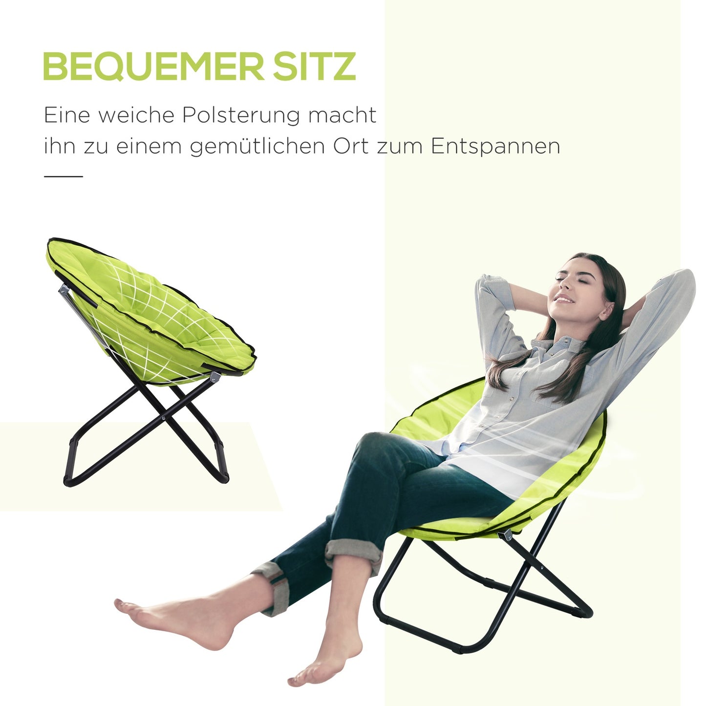 Folding outdoor camping chair, padded up to 120 kg, yellow