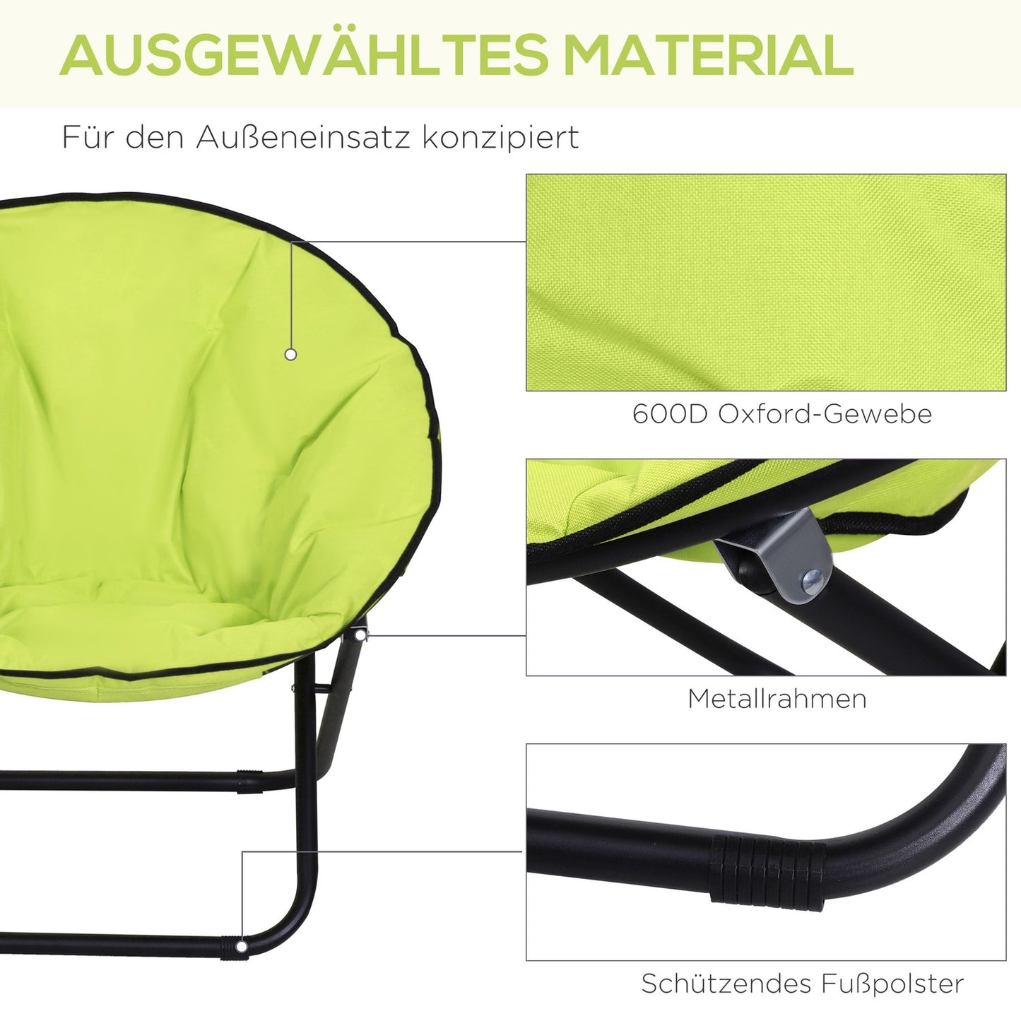 Folding outdoor camping chair, padded up to 120 kg, yellow