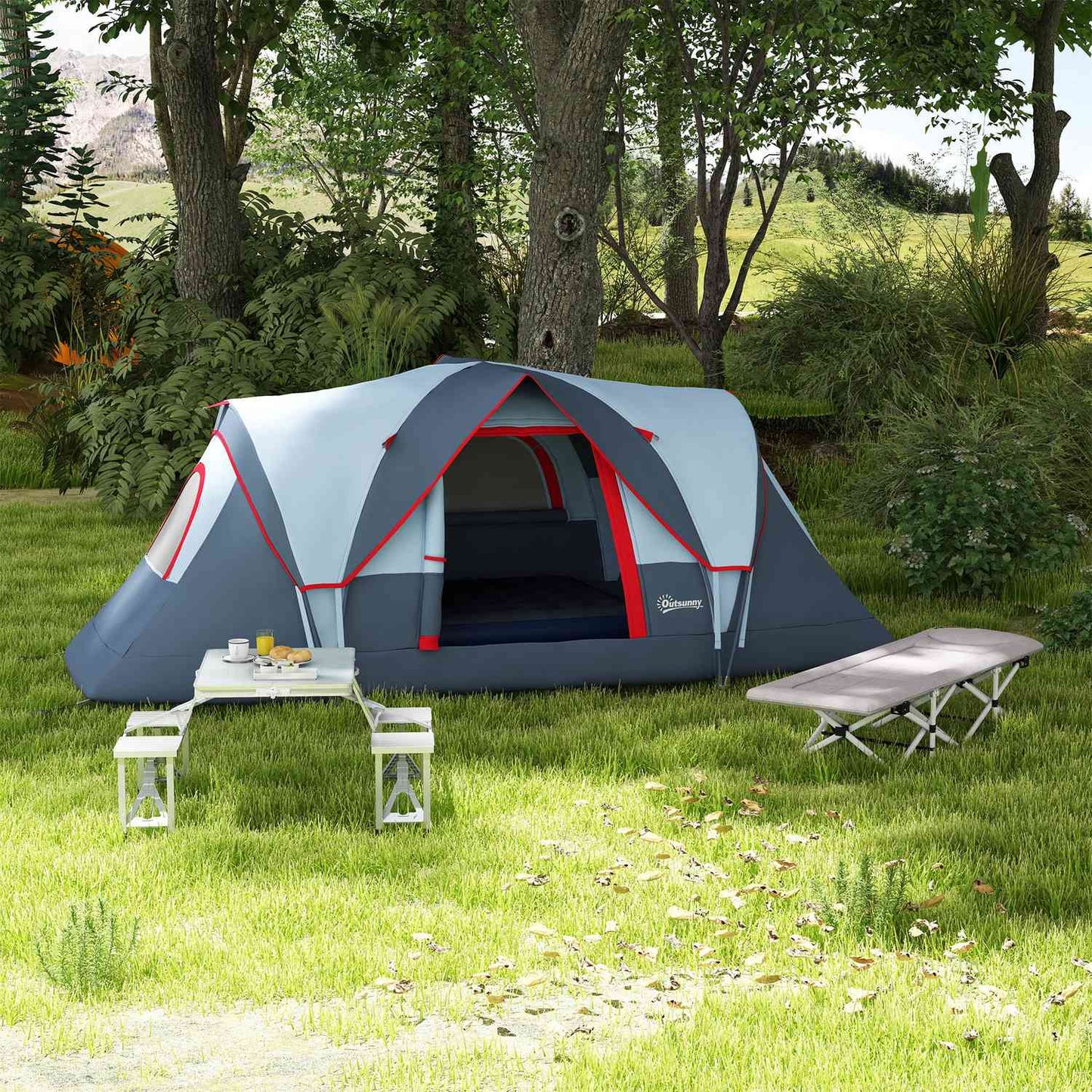 Folding aluminum camping table with 4 chairs - lightweight