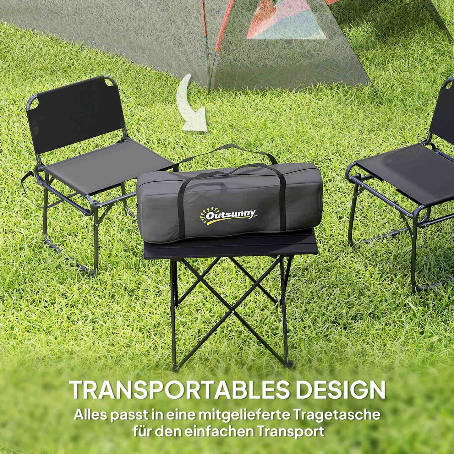 Camping tent for 3 people, lightweight, stable, waterproof, UV 50+, with canopy, door, window, groundsheet, grey