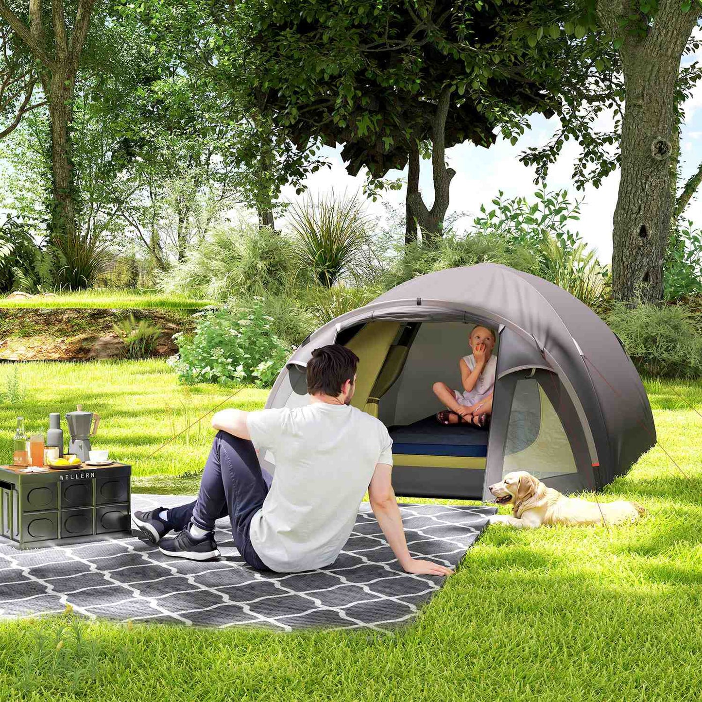 4-Person Tunnel Tent, Lightweight, UV 50+ Protection