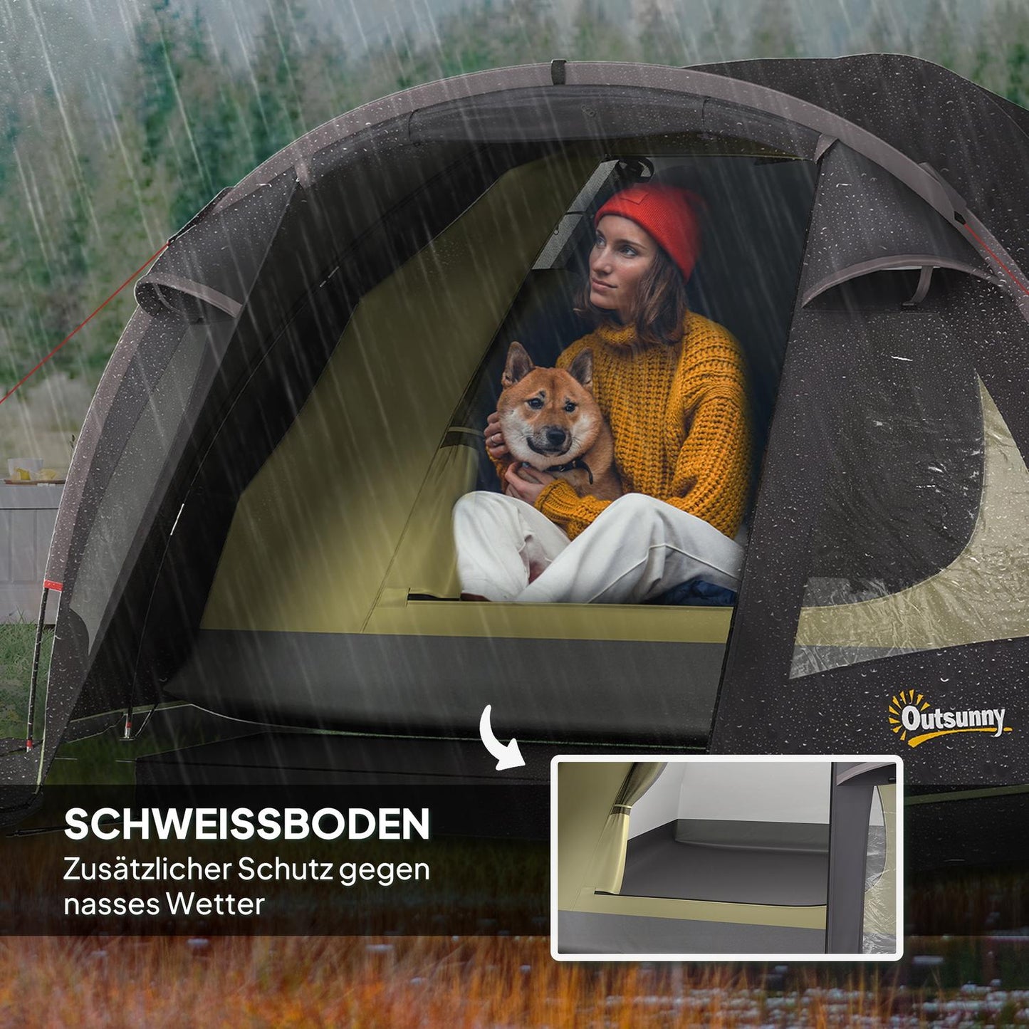 4-Person Tunnel Tent, Lightweight, UV 50+ Protection