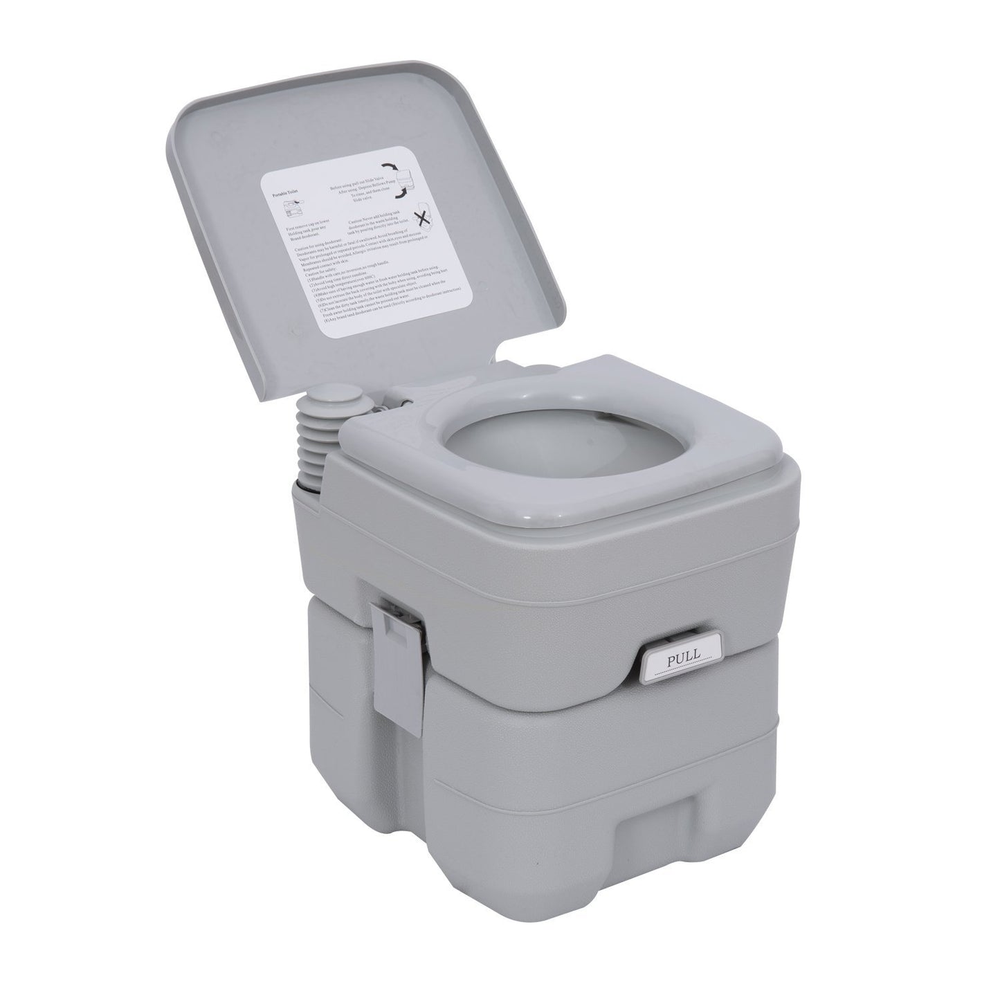 Portable camping toilet with chemical function