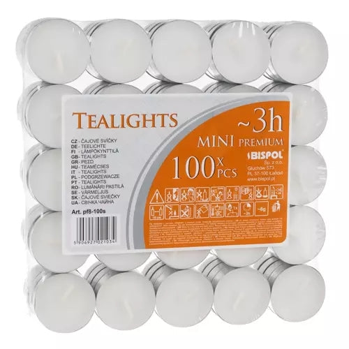Candles / tea lights 3h - set of 100 pcs