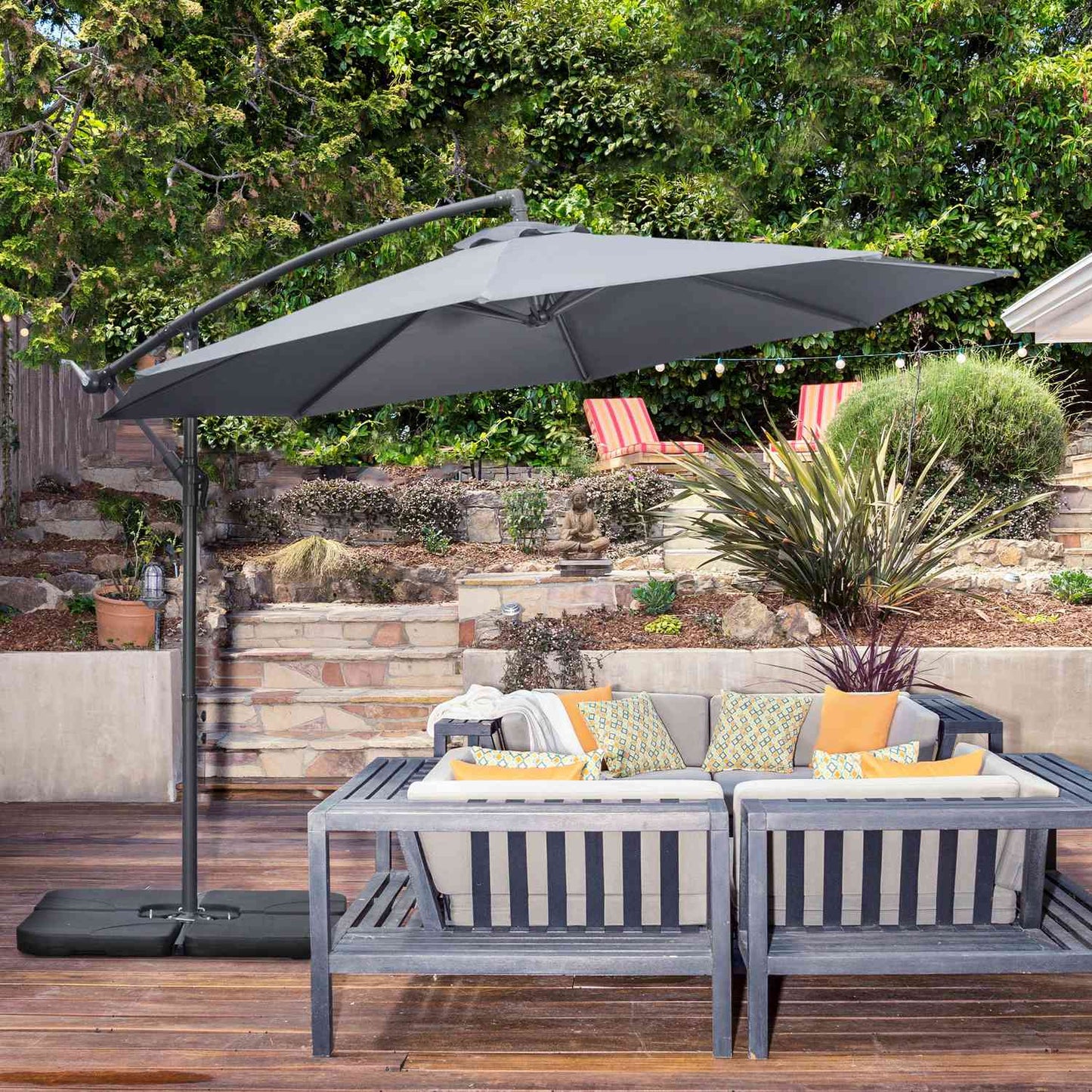 Cantilever Umbrella 2.92M steel, dark grey, wind resistant cover