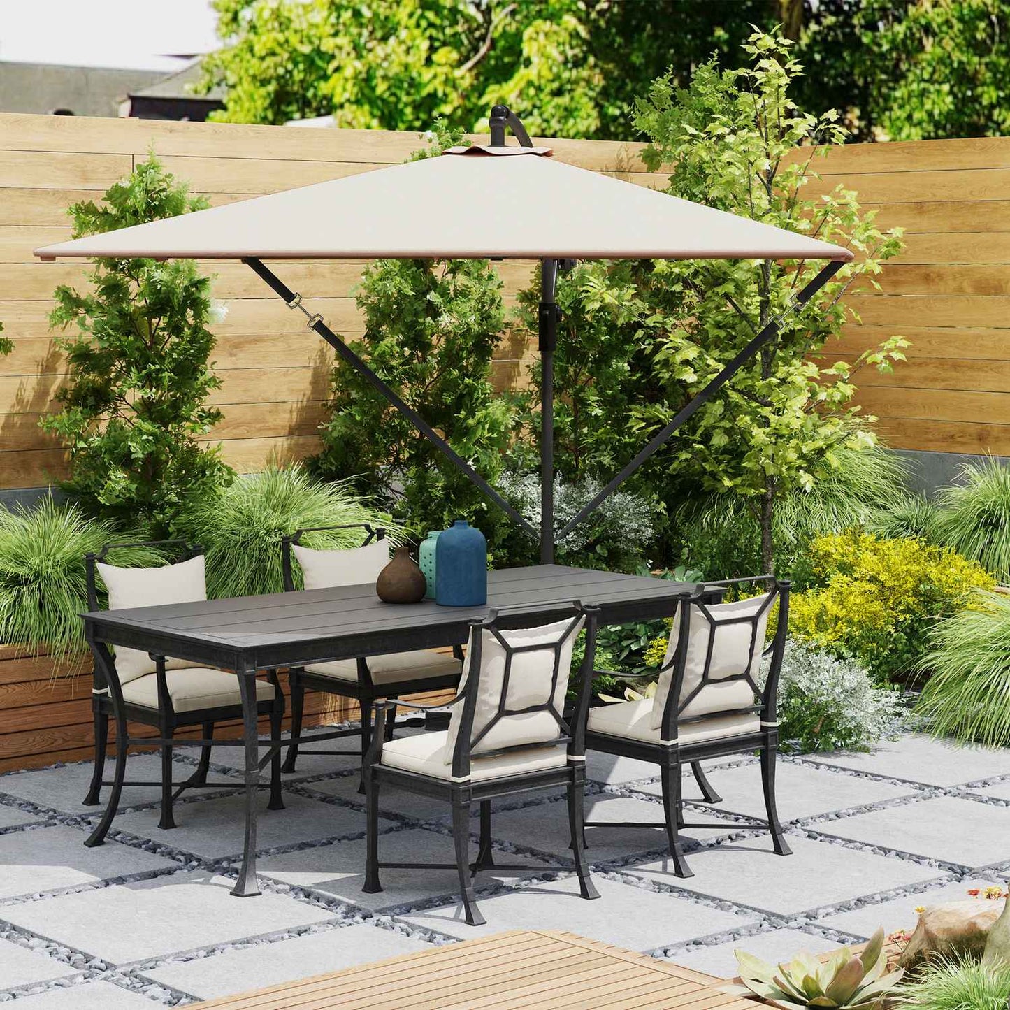 Cantilever Parasol Ø260 cm, UV 50+, Water-repellent, Khaki