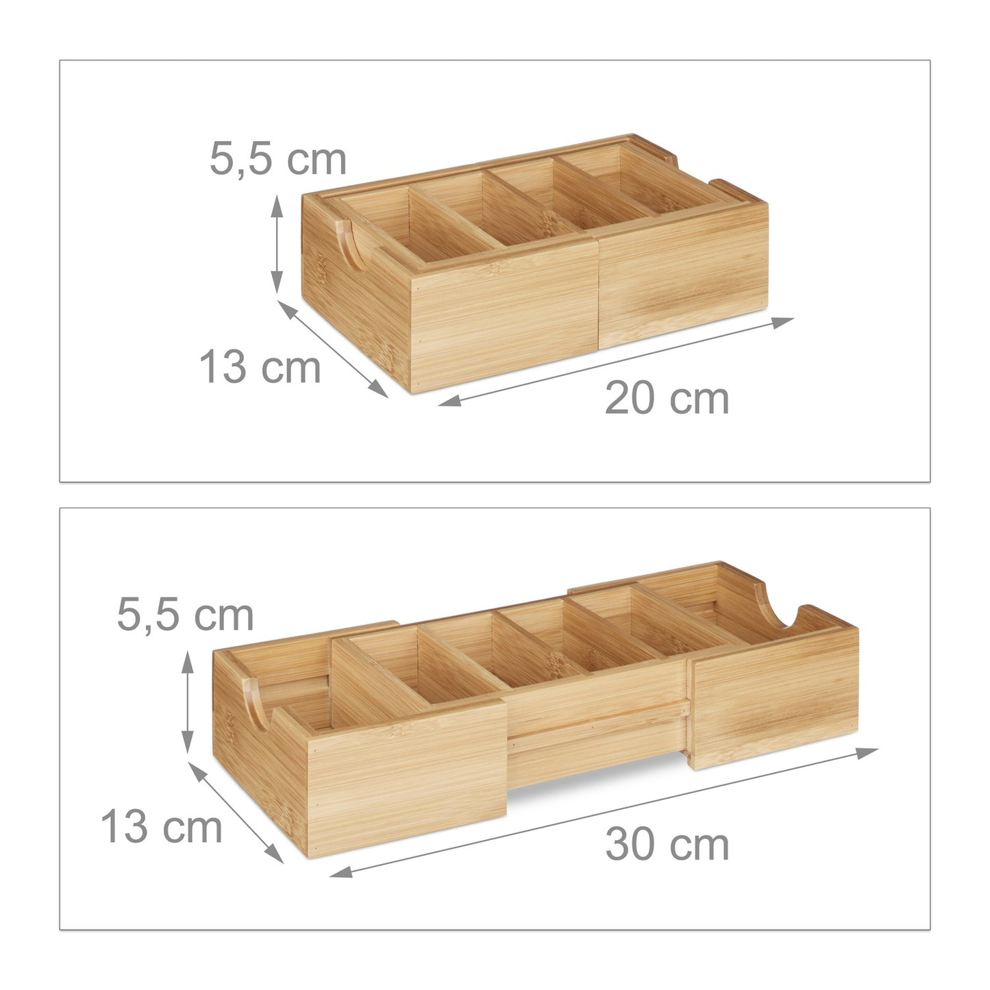 Card Organizer DIN A8 Natural Bamboo Desk Drawer Storage Pen Holder Supplies