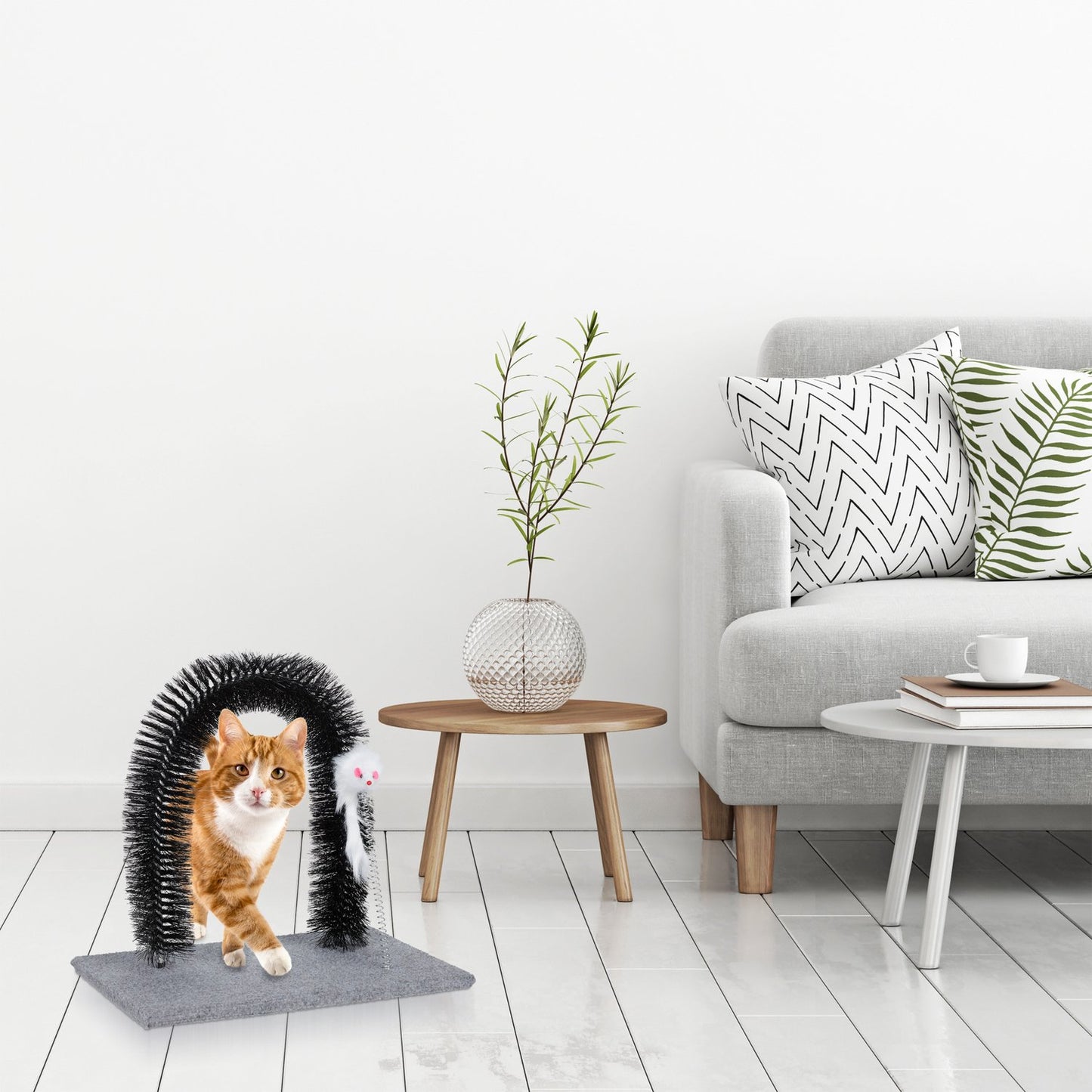 Cat Brush Arch with Toy Mouse