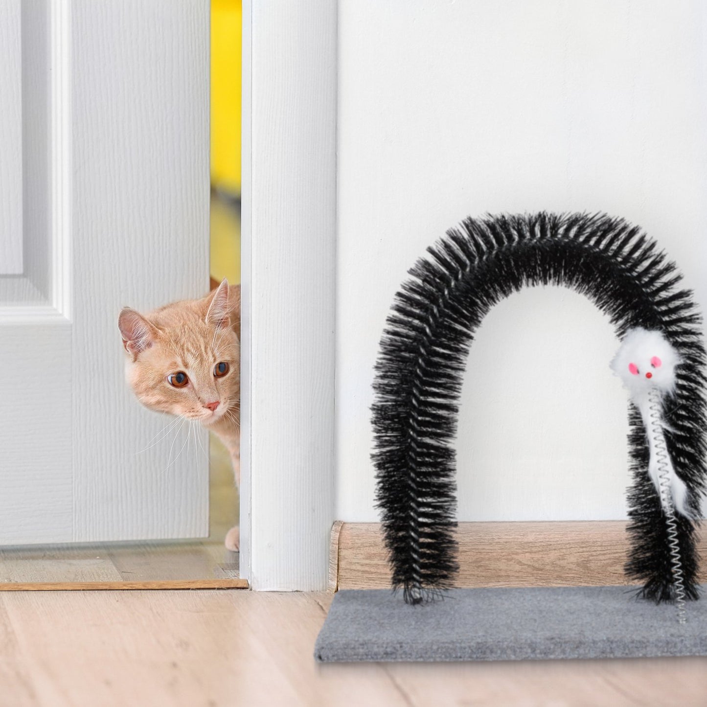 Cat Brush Arch with Toy Mouse