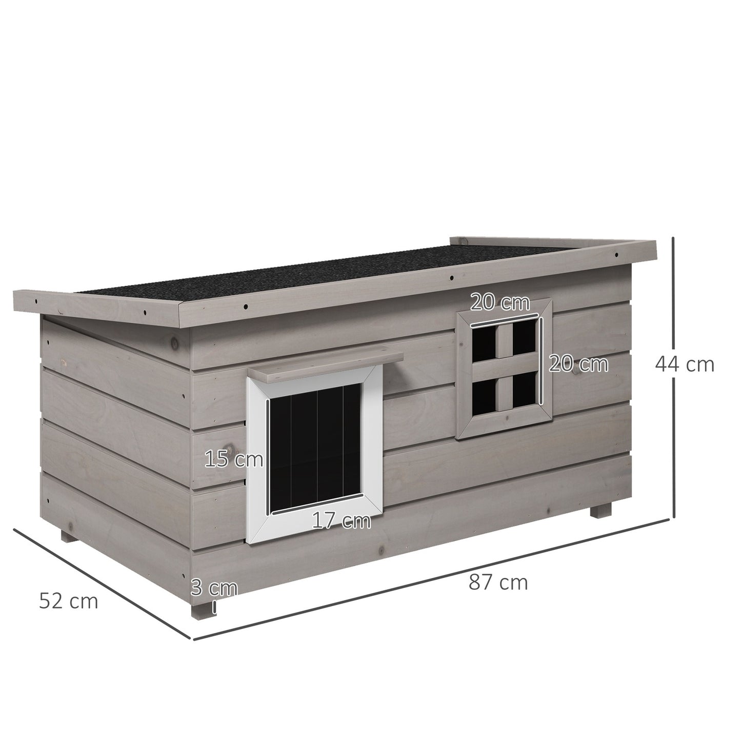 Outdoor winter-proof cat house - asphalt roof, spruce wood