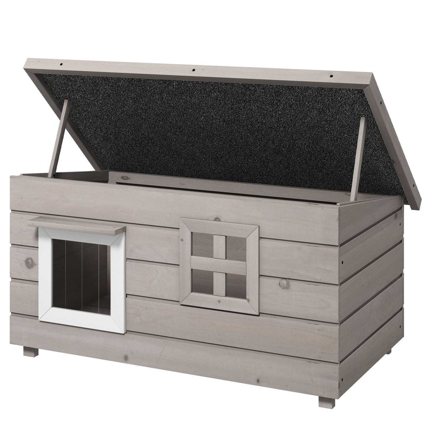 Outdoor winter-proof cat house - asphalt roof, spruce wood