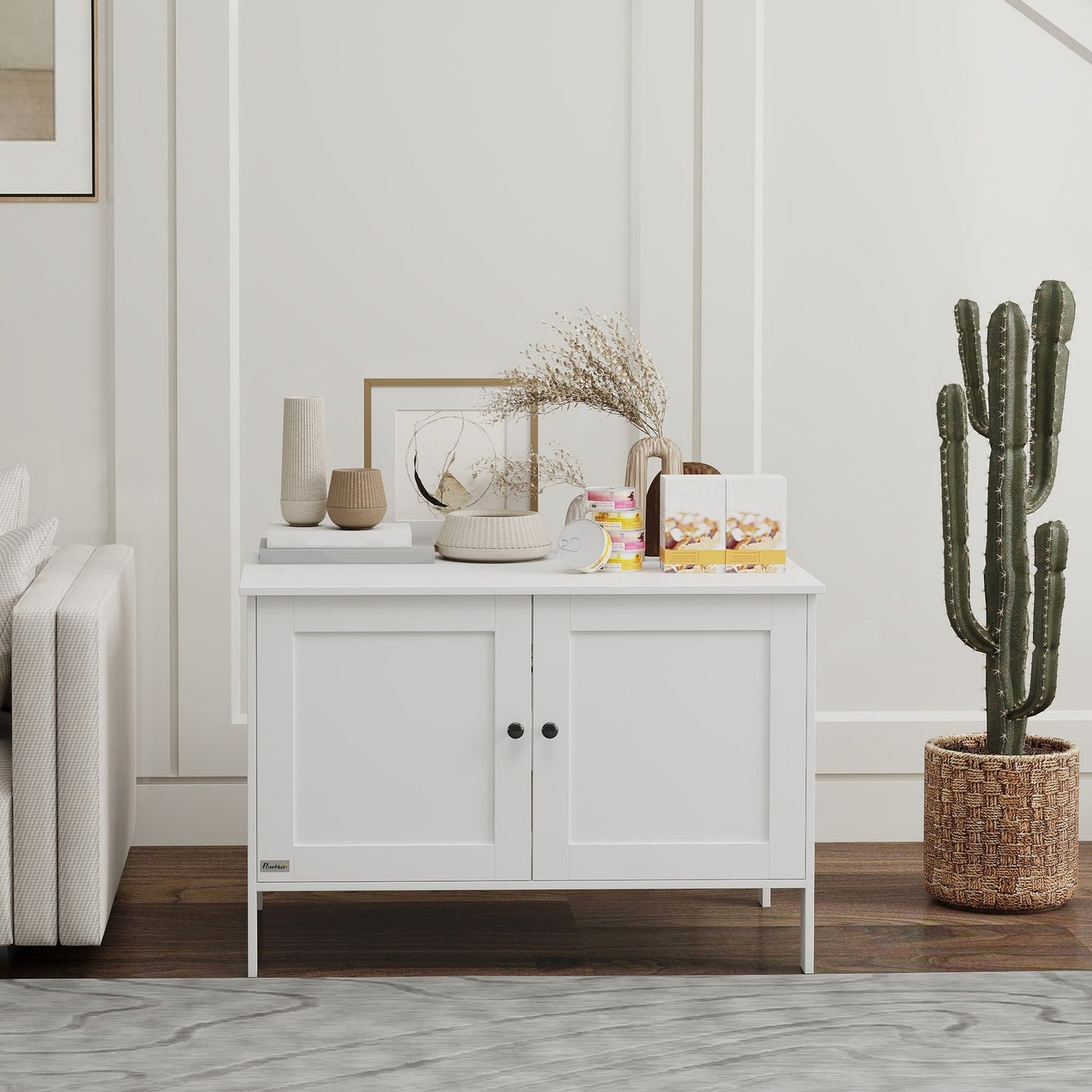 Cat Litter Box Cabinet Cat House with Door Partition Cat Litter Box for Large Cats 80 x 51 x 54 cm White