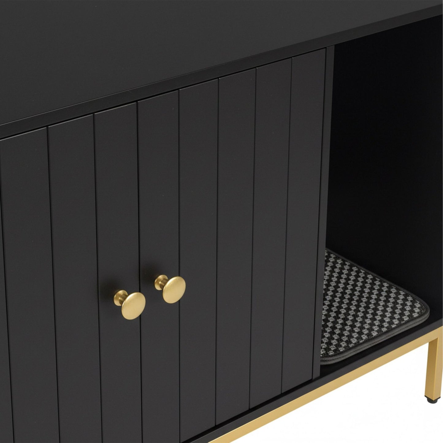 Cat Litter Cabinet, Wood-Effect, Metal Frame, 2-Door