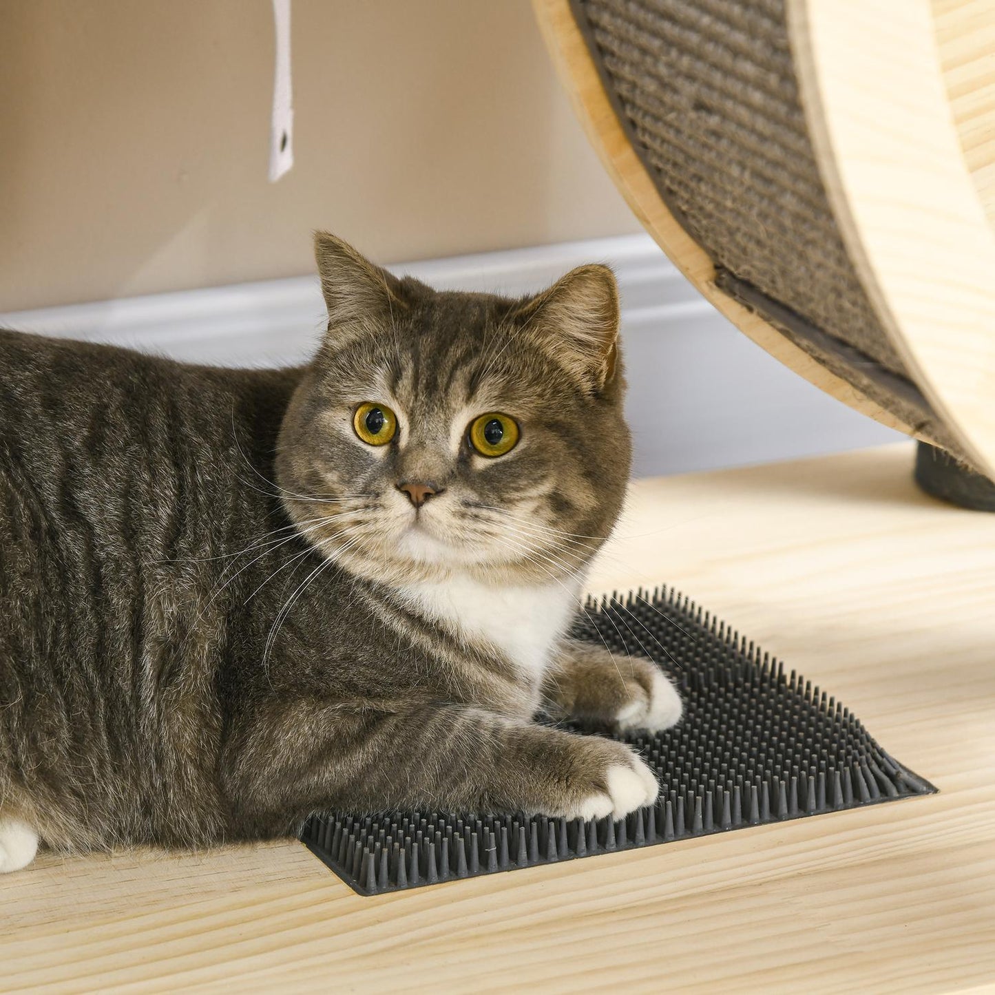 Cat Scratching House on wheels, sisal, pine, 4 floors