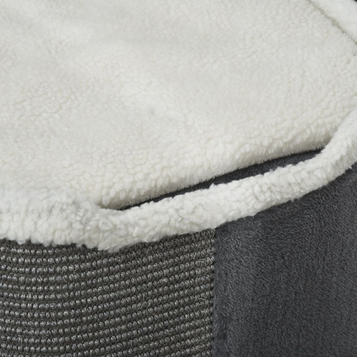 Cat tree with 3 levels, sisal & velvet smooth fabric, grey/white