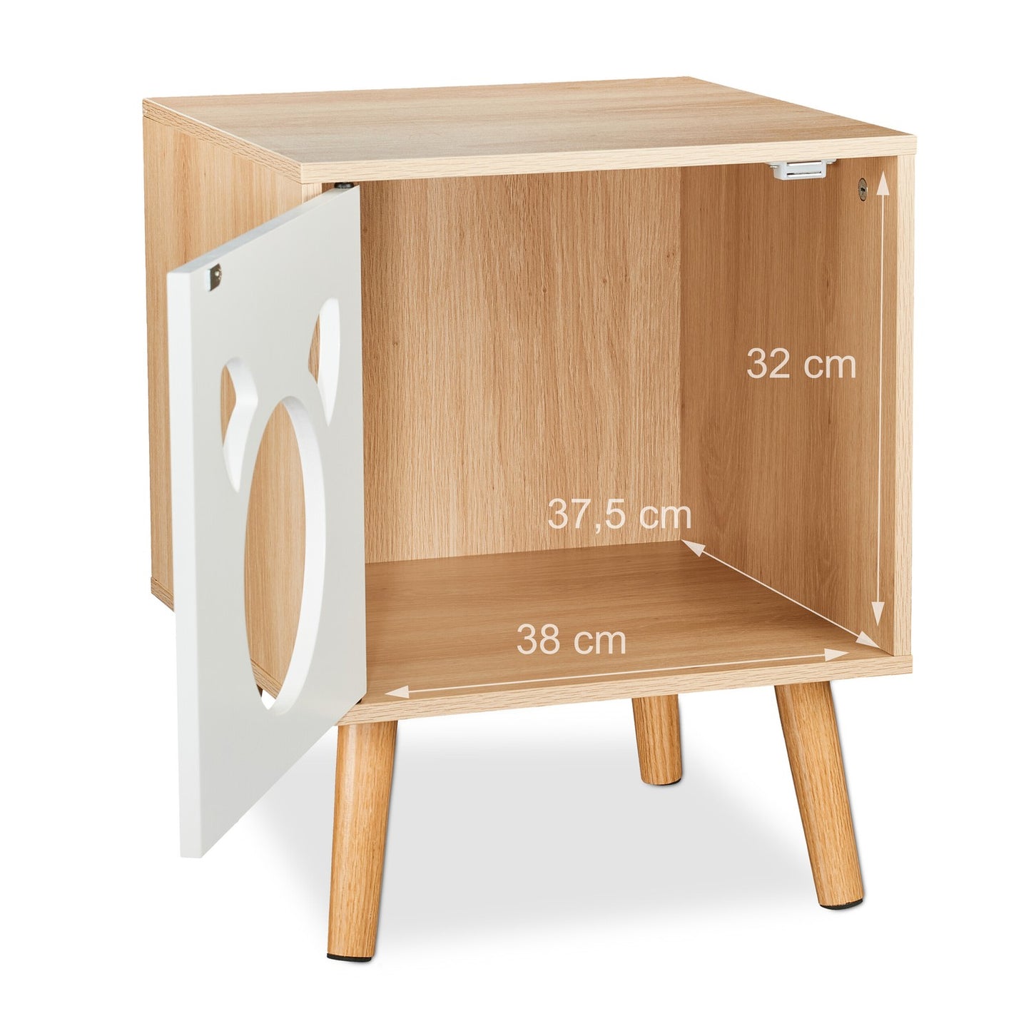 Cat cabinet with hinged door