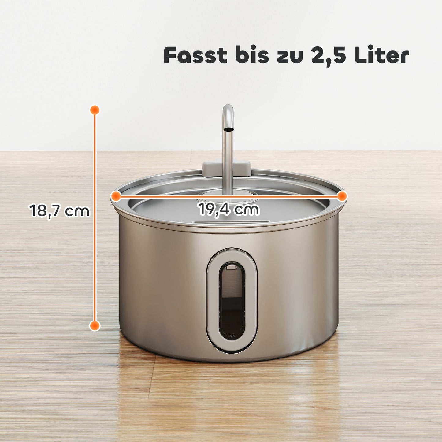 Cat Water Fountain, 2.5L Stainless Steel, Quiet Pump