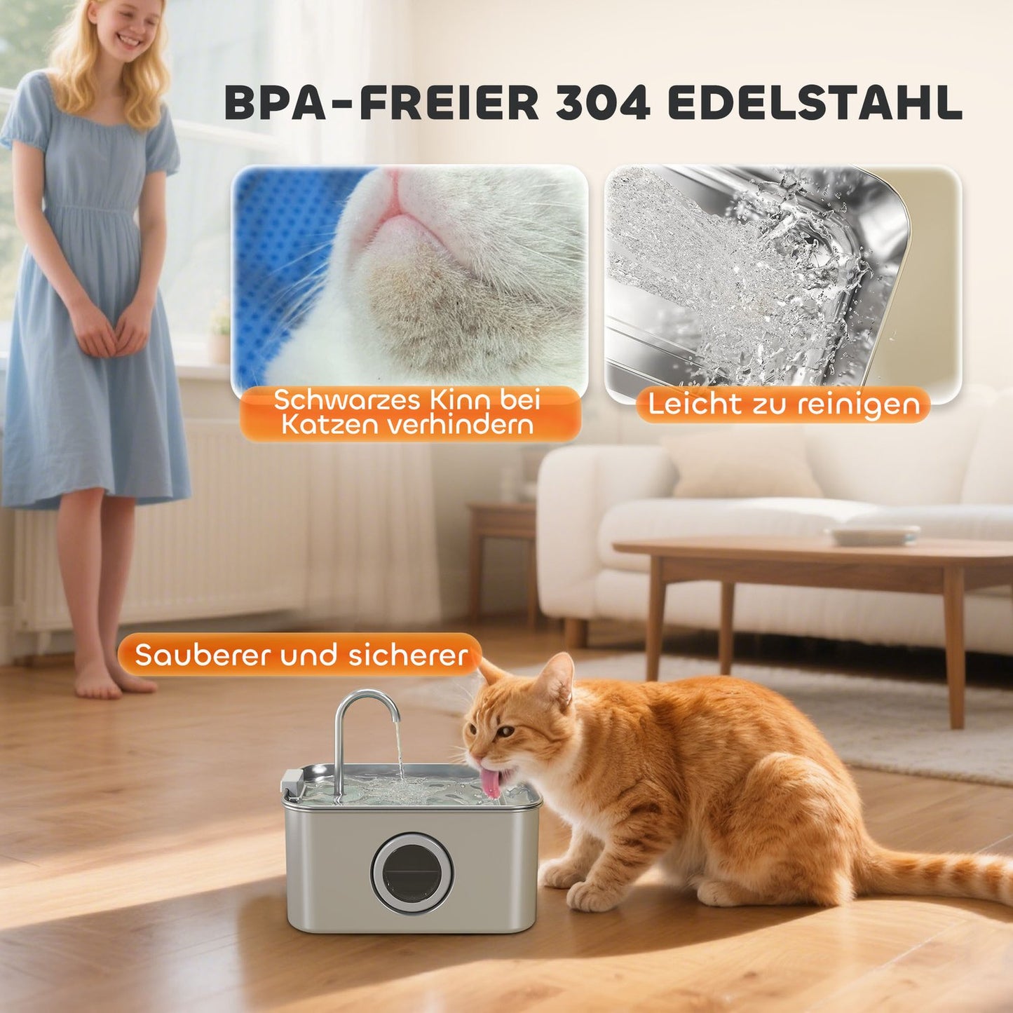 Cat fountain 3.2L drinking fountain for cats with quiet pump activated carbon filter