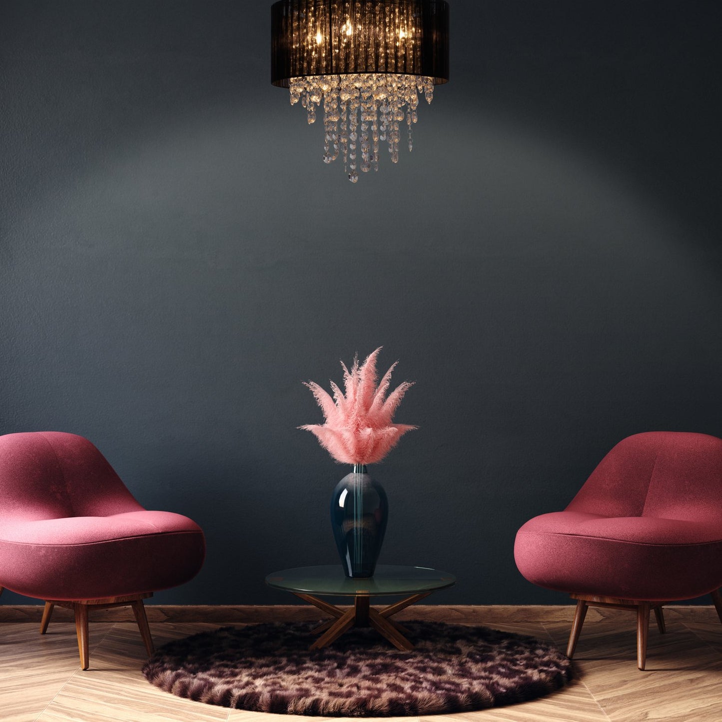 Ceiling lamp organza crystal black