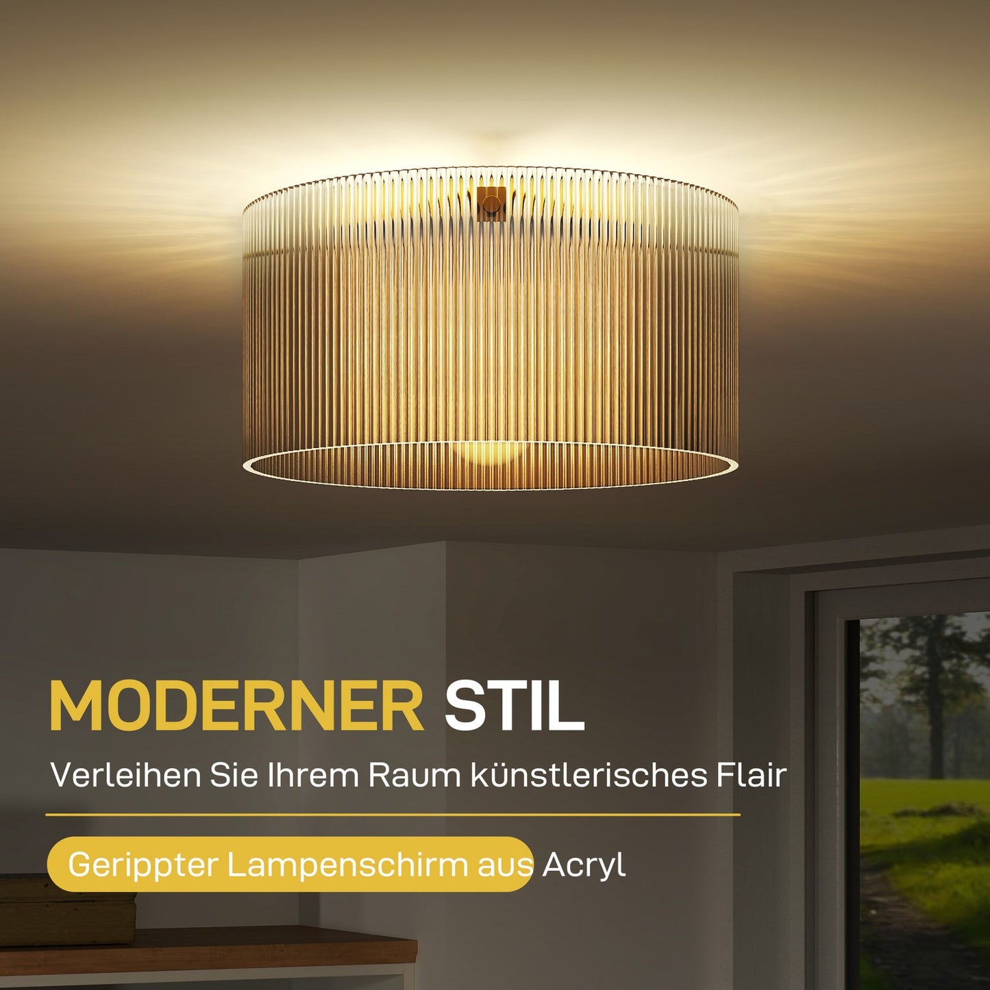 Ceiling Lamp, Acrylic Shade, Metal, Halogen/LED Compatible